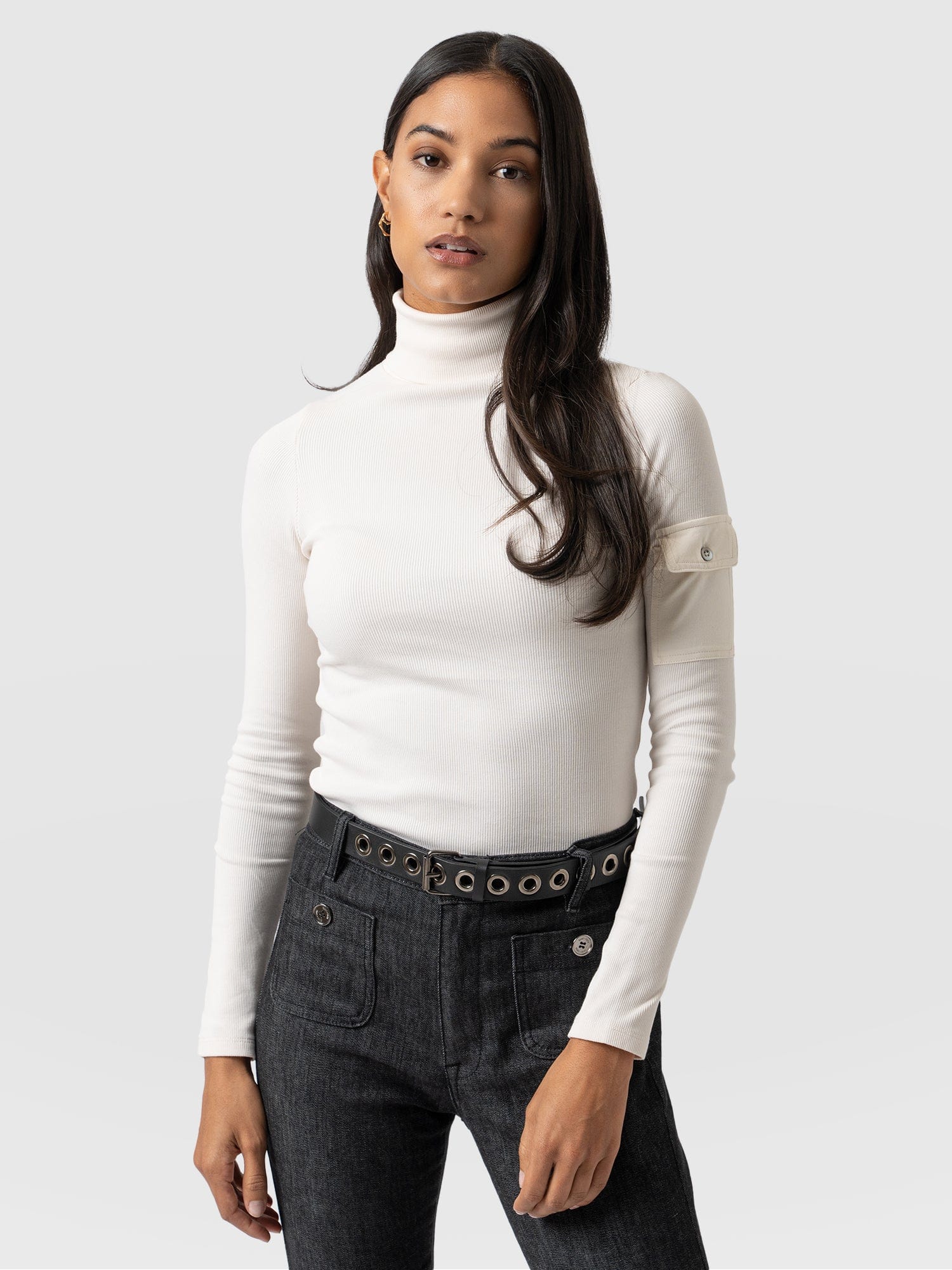 Pocket Turtle Neck Cream - Women's Sweaters | Saint + Sofia® USA