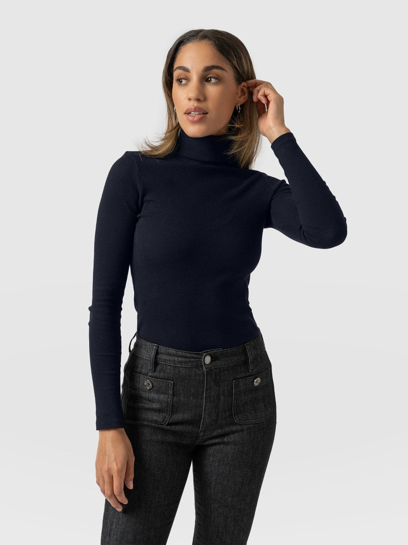 Pocket Turtle Neck Navy - Women's Sweaters | Saint + Sofia® USA