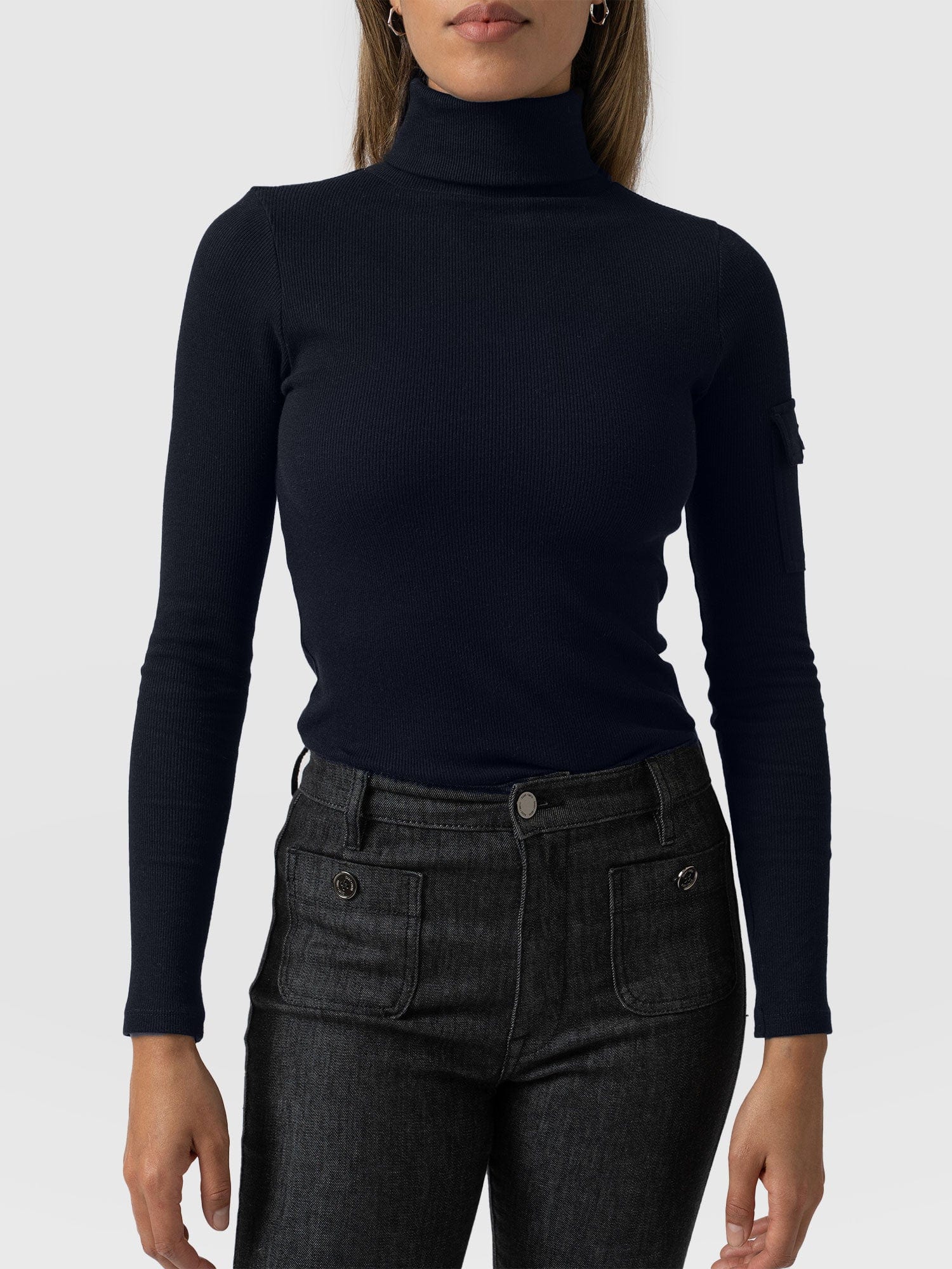 Pocket Turtle Neck Navy - Women's Sweaters | Saint + Sofia® USA