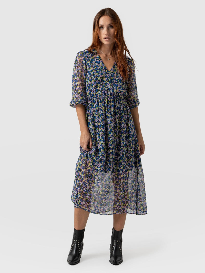 Portland Dress Blue Posy - Women's Dresses | Saint + Sofia® USA