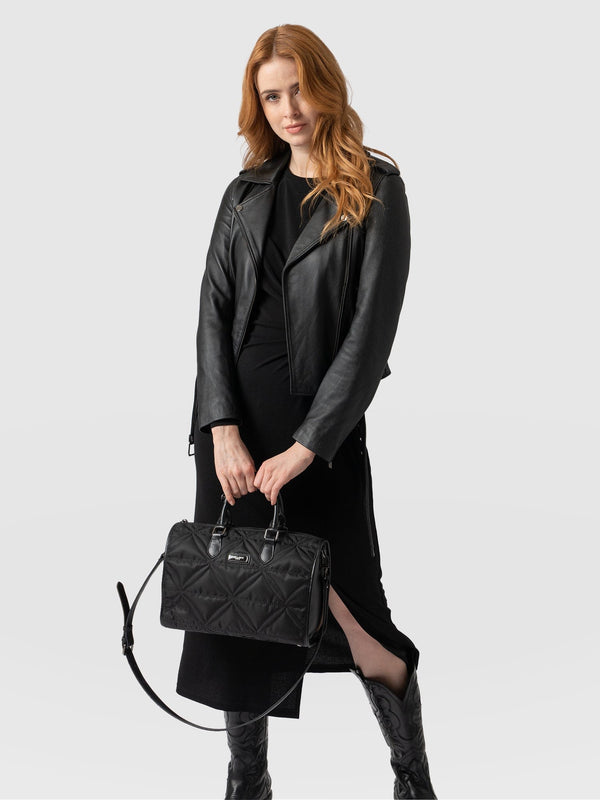 Quilted Maeve Duffle Bag Black - Women's Bags | Saint + Sofia® UK