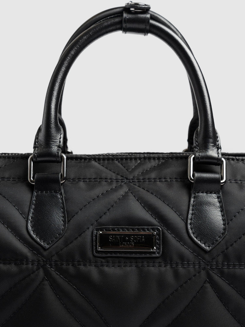 Quilted Maeve Duffle Bag Black - Women's Bags | Saint + Sofia® UK
