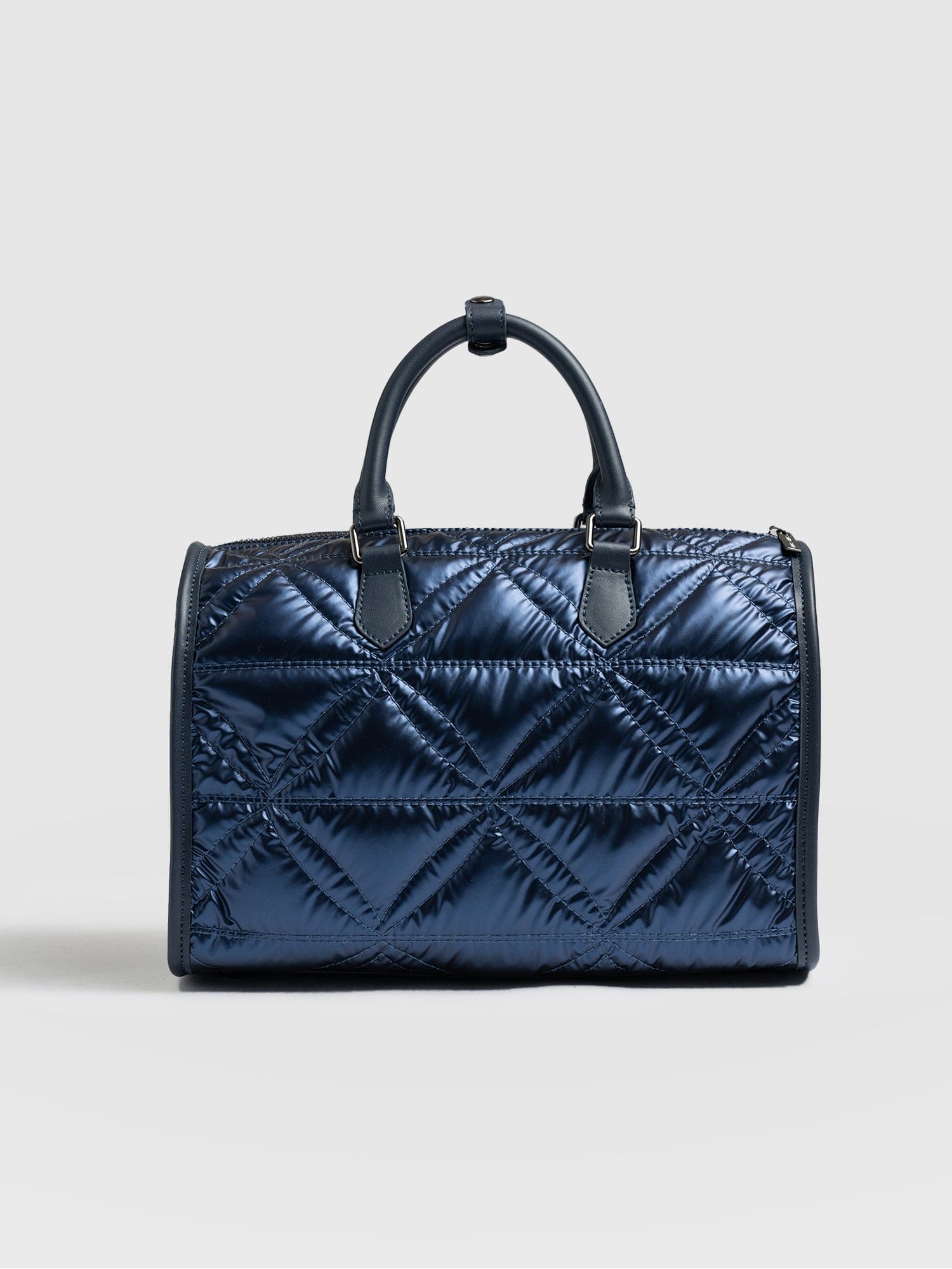 Quilted Maeve Duffle Bag Metallic Navy - Women's Bags | Saint + Sofia® UK
