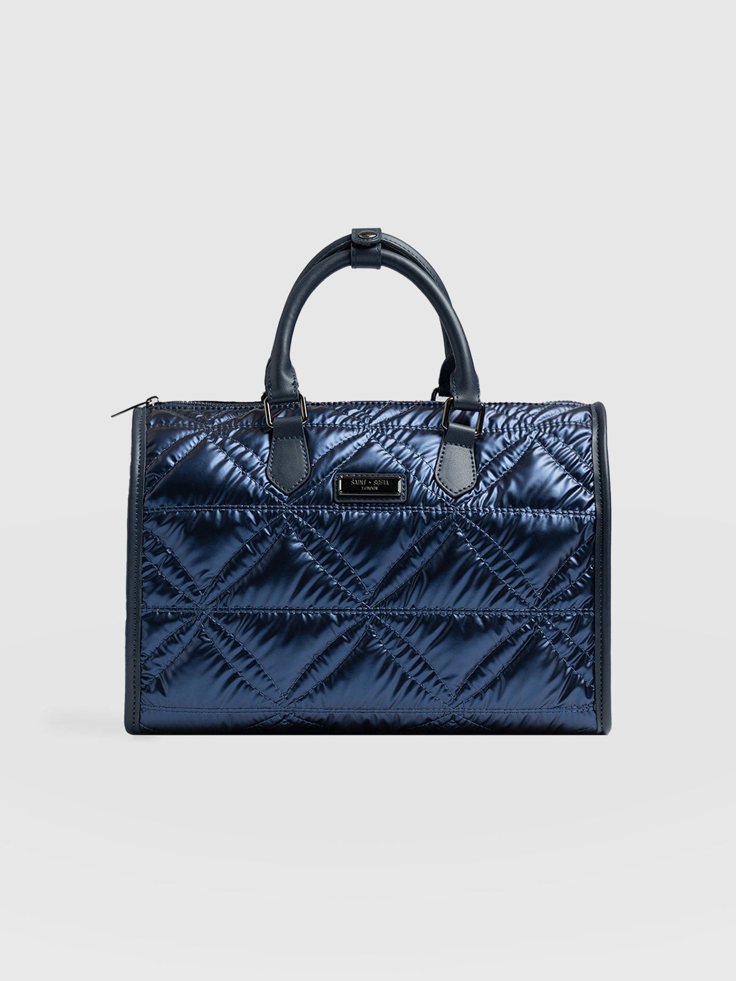 Quilted Maeve Duffle Bag Metallic Navy - Women's Bags | Saint + Sofia® USA