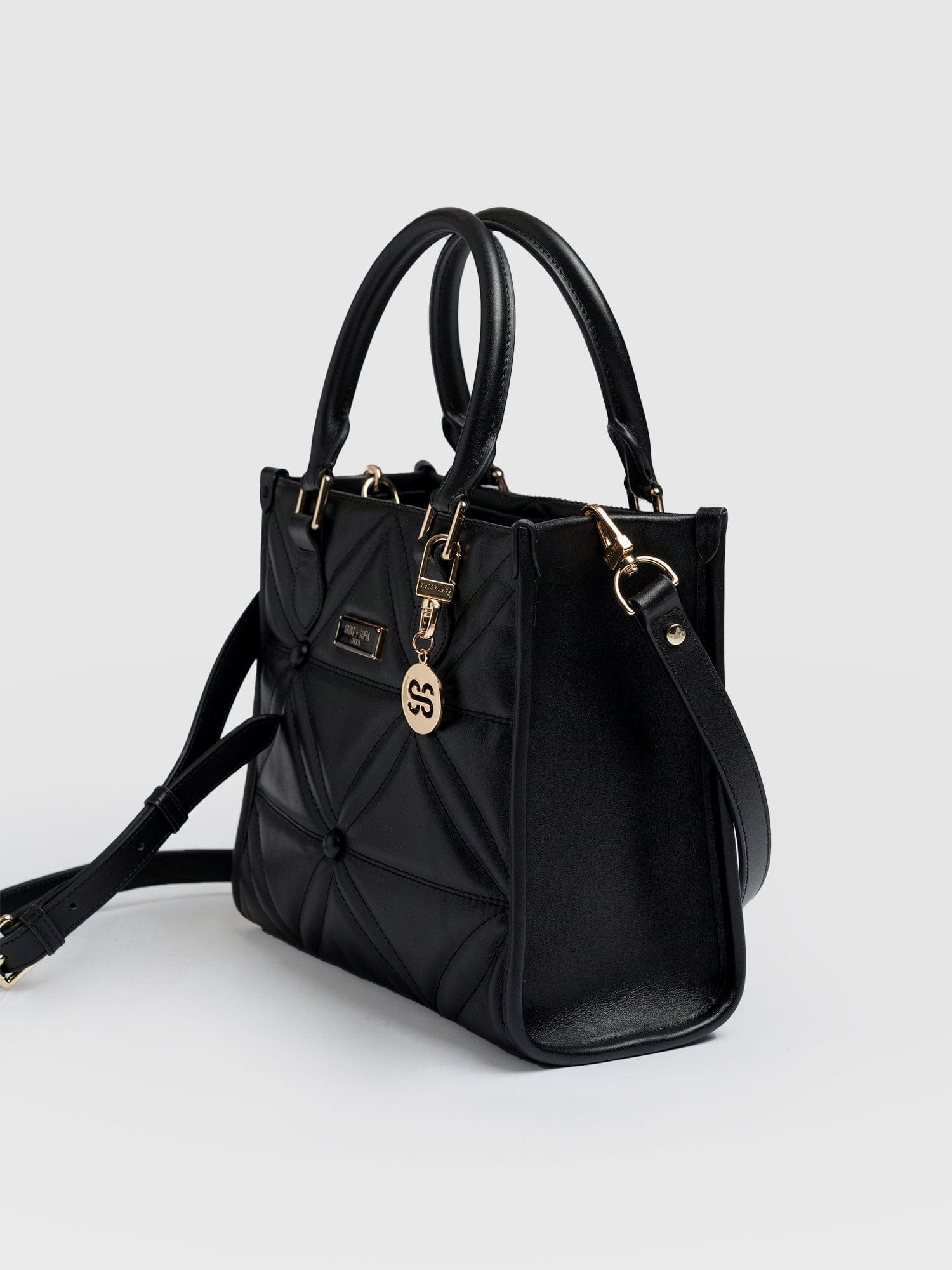 Quilted Mia Mini Tote Bag Black