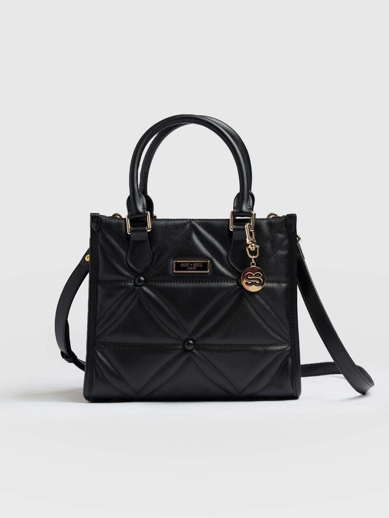 Quilted Mia Mini Tote Bag Black - Women's Bags | Saint + Sofia® UK