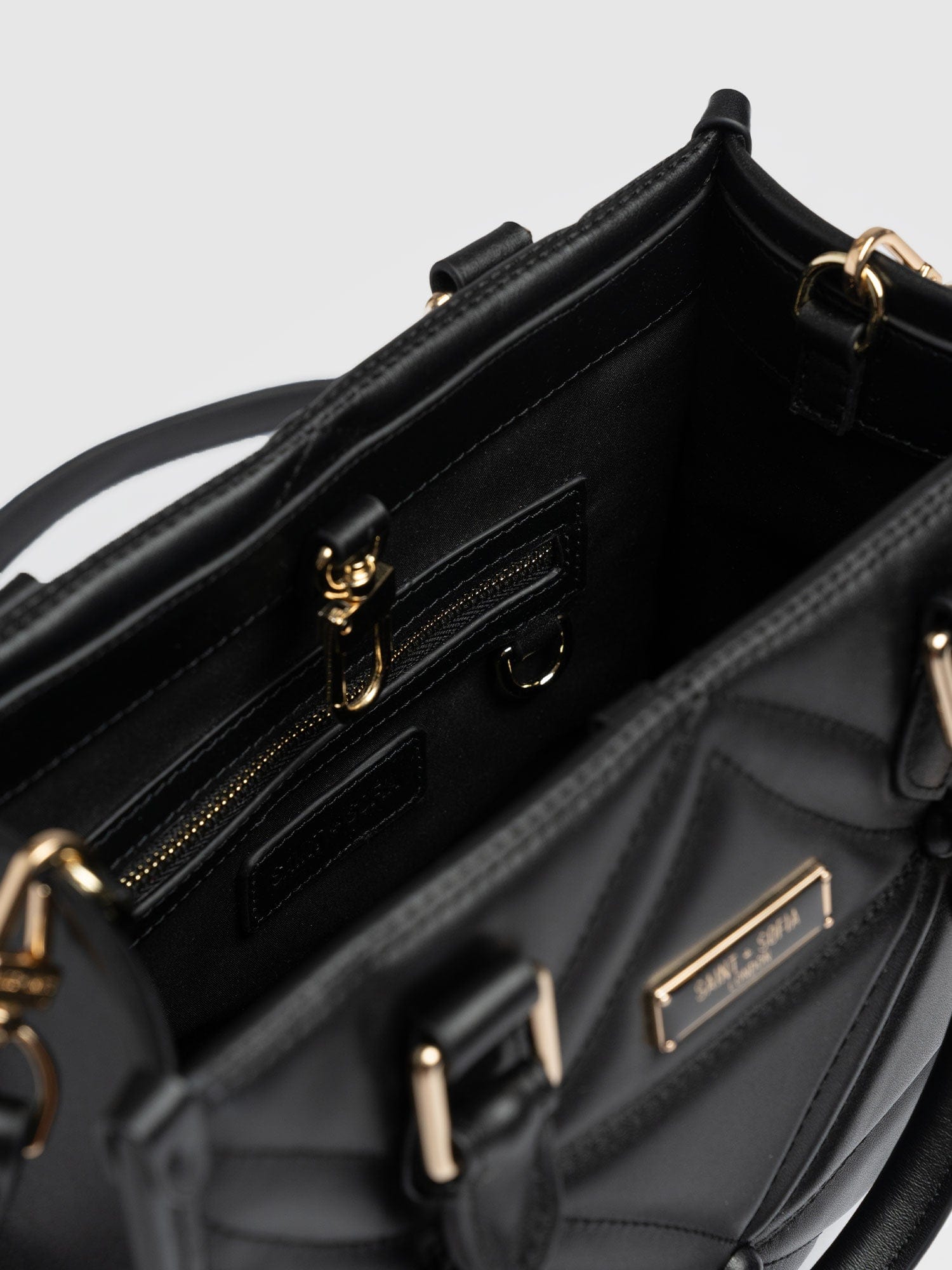 Quilted Mia Mini Tote Bag Black - Women's Bags | Saint + Sofia® UK