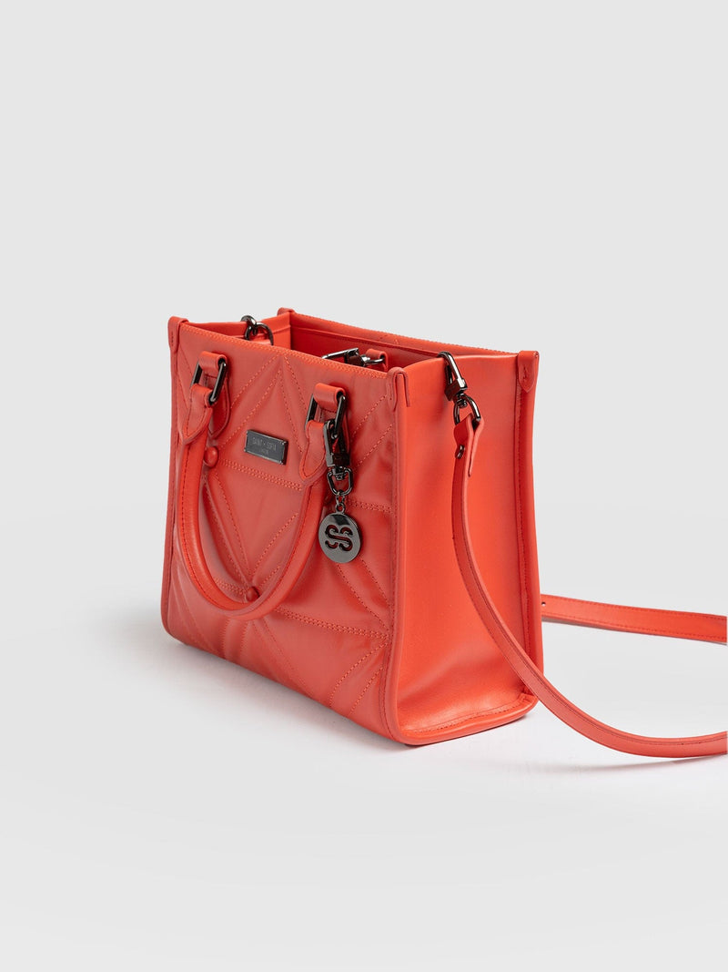 Quilted Mia Mini Tote Bag Coral - Women's Bags | Saint + Sofia® UK
