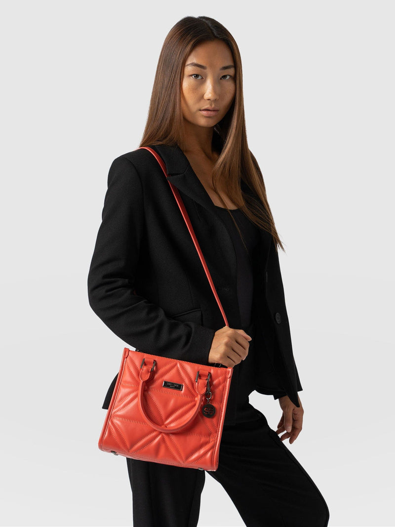Quilted Mia Mini Tote Bag Coral - Women's Bags | Saint + Sofia® USA