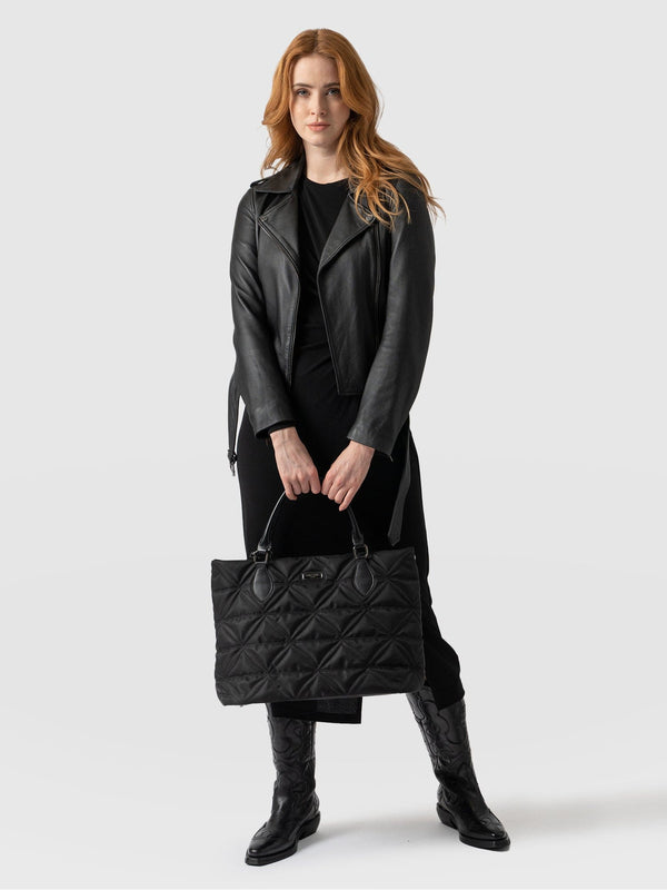 Quilted Selene Shopper Bag Black - Women's Bags | Saint + Sofia® UK