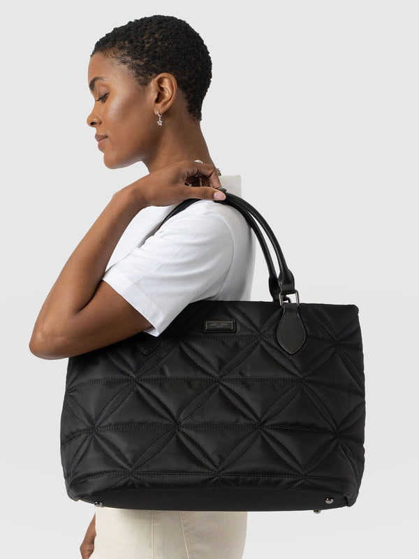 Quilted Selene Shopper Bag Black - Women's Bags | Saint + Sofia® USA