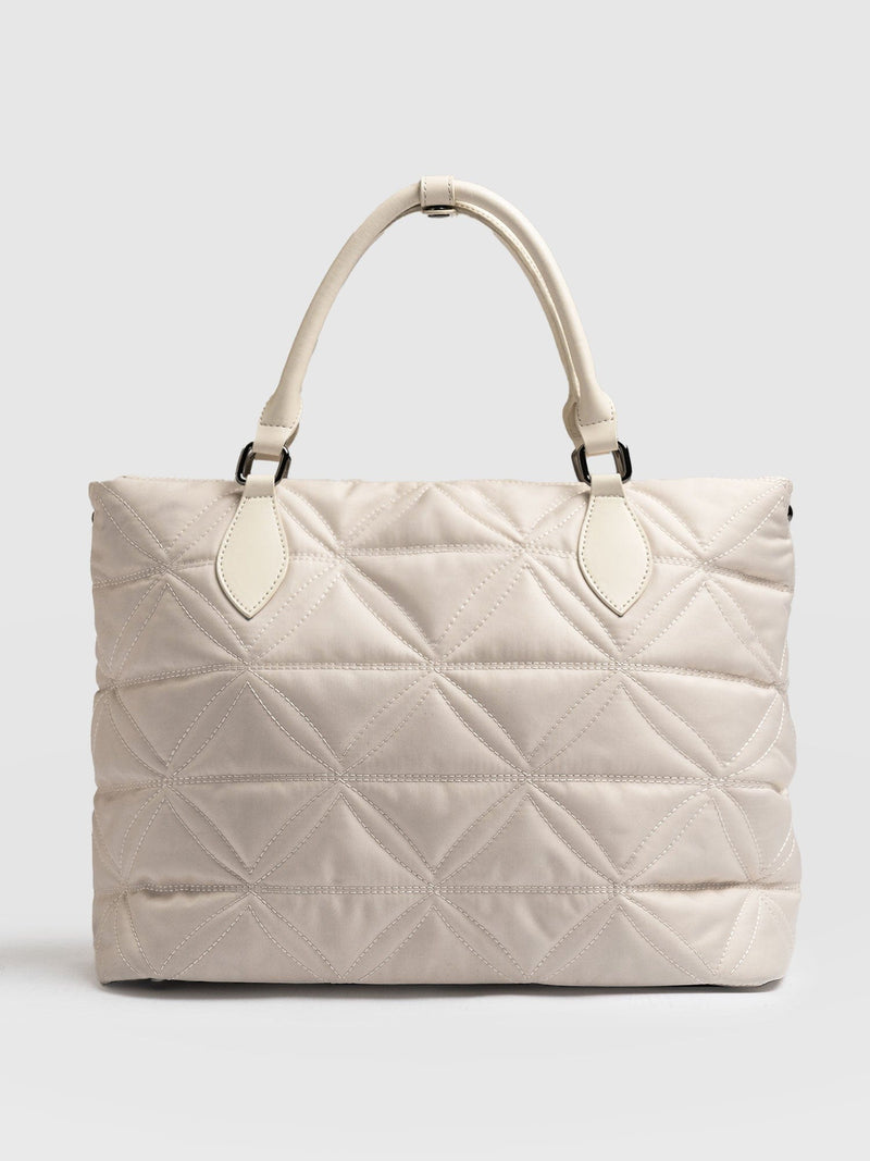 Quilted Selene Shopper Bag Cream - Women's Bags | Saint + Sofia® UK