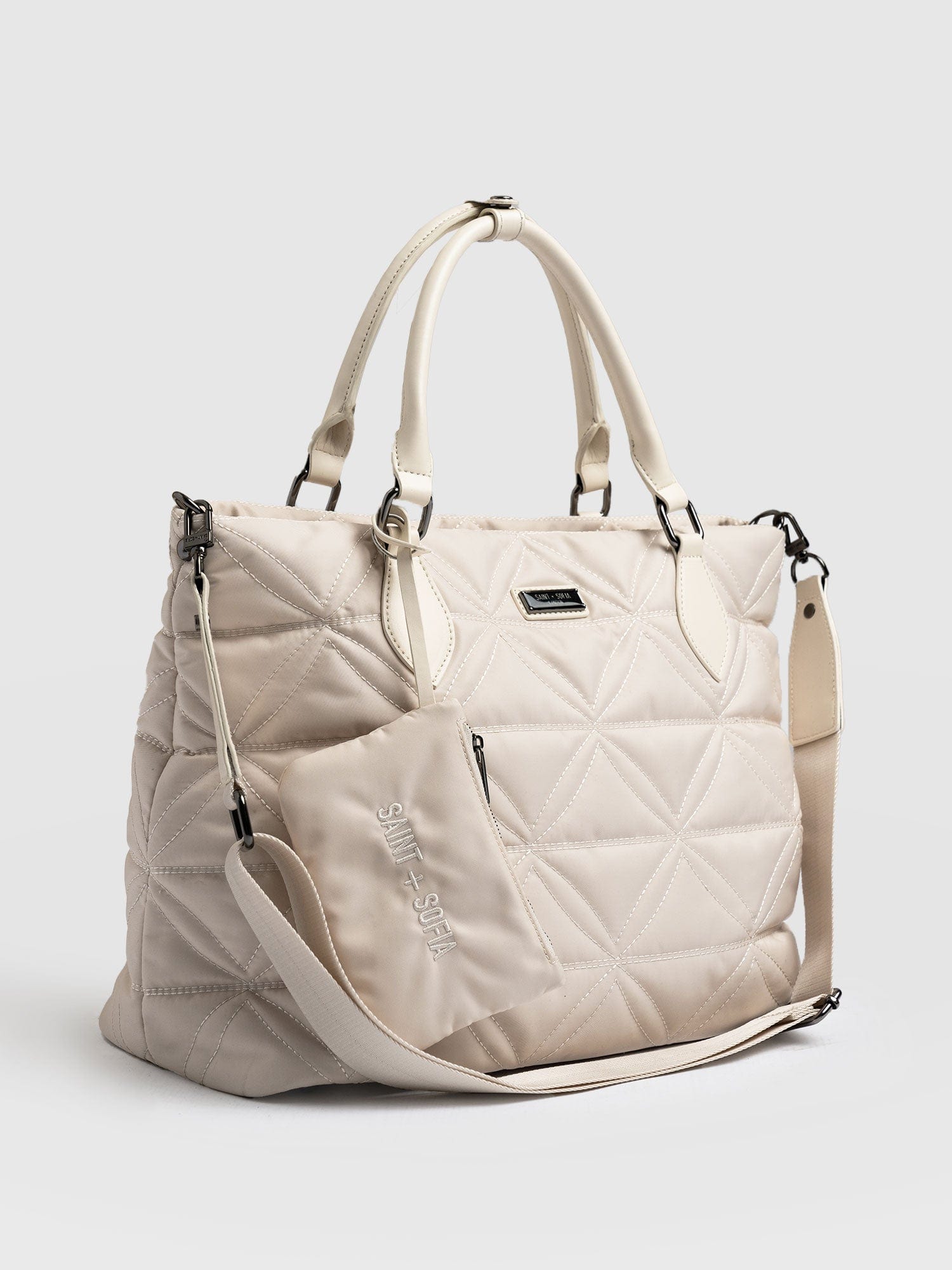 Quilted Selene Shopper Bag Cream - Women's Bags | Saint + Sofia® UK
