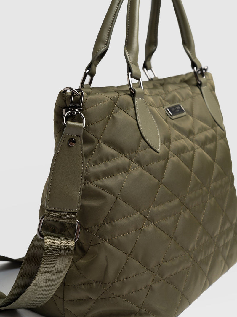 Quilted Selene Shopper Bag Khaki - Women's Bags | Saint + Sofia® US