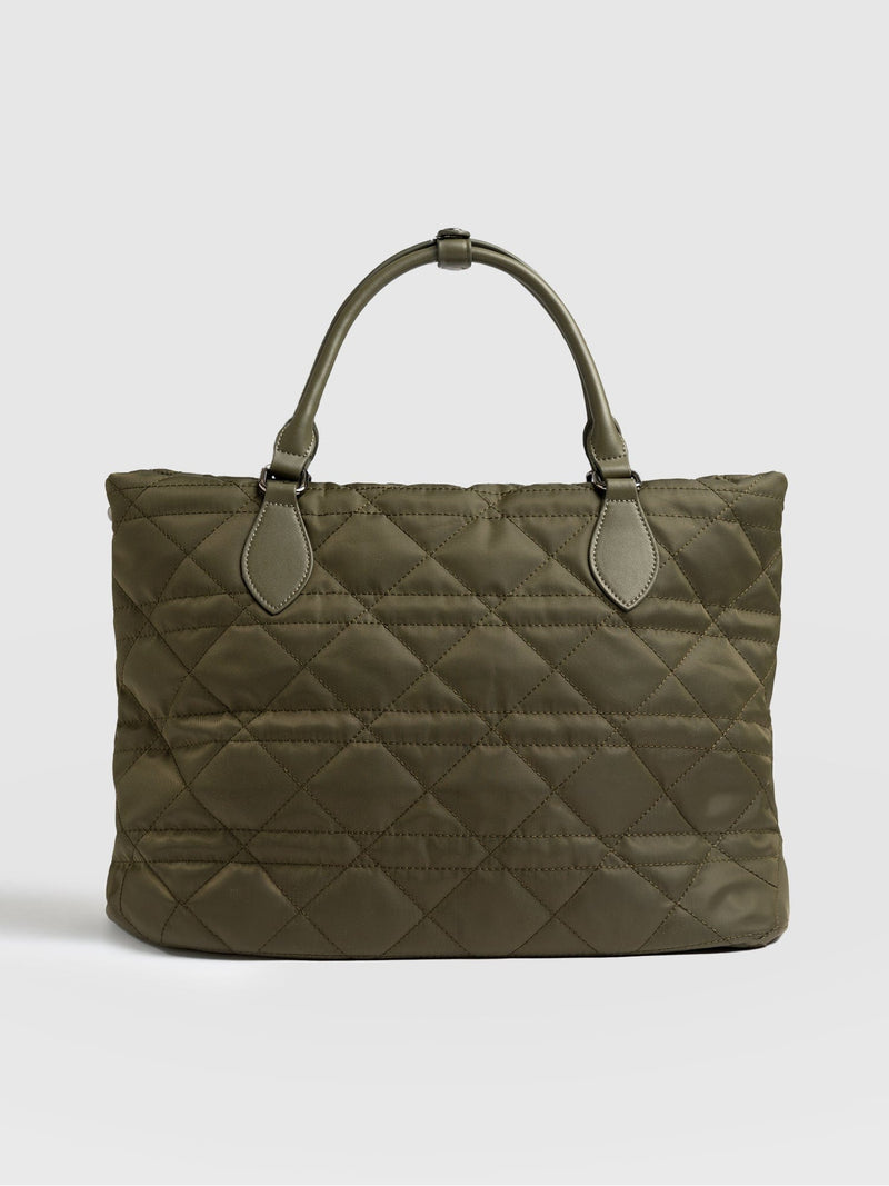 Quilted Selene Shopper Bag Khaki - Women's Bags | Saint + Sofia® US