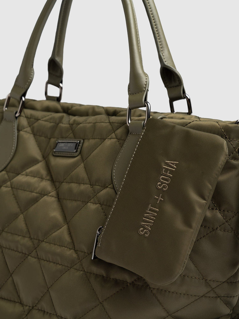 Quilted Selene Shopper Bag Khaki - Women's Bags | Saint + Sofia® US