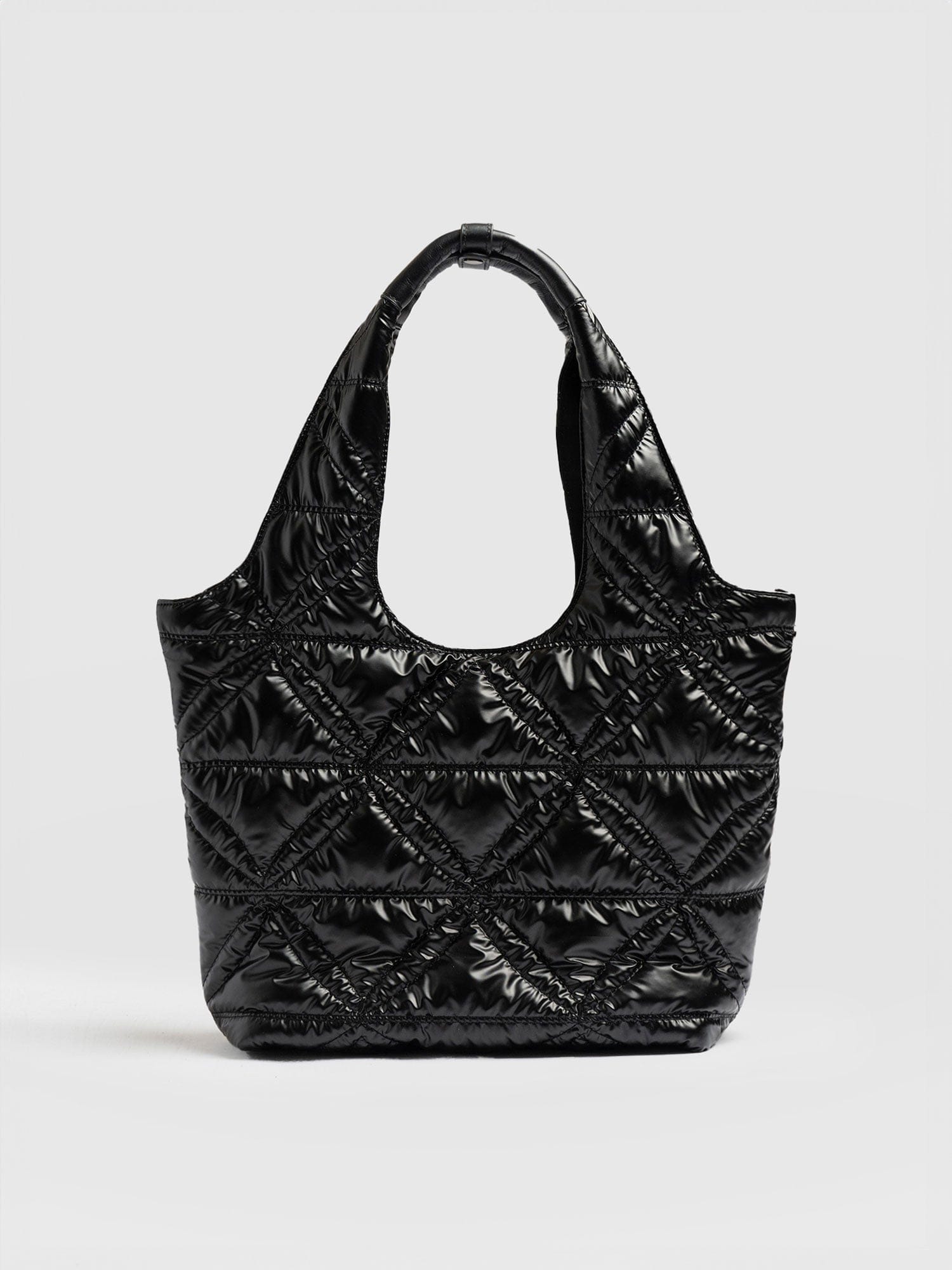 Quilted Stella Shoulder Tote Bag Black