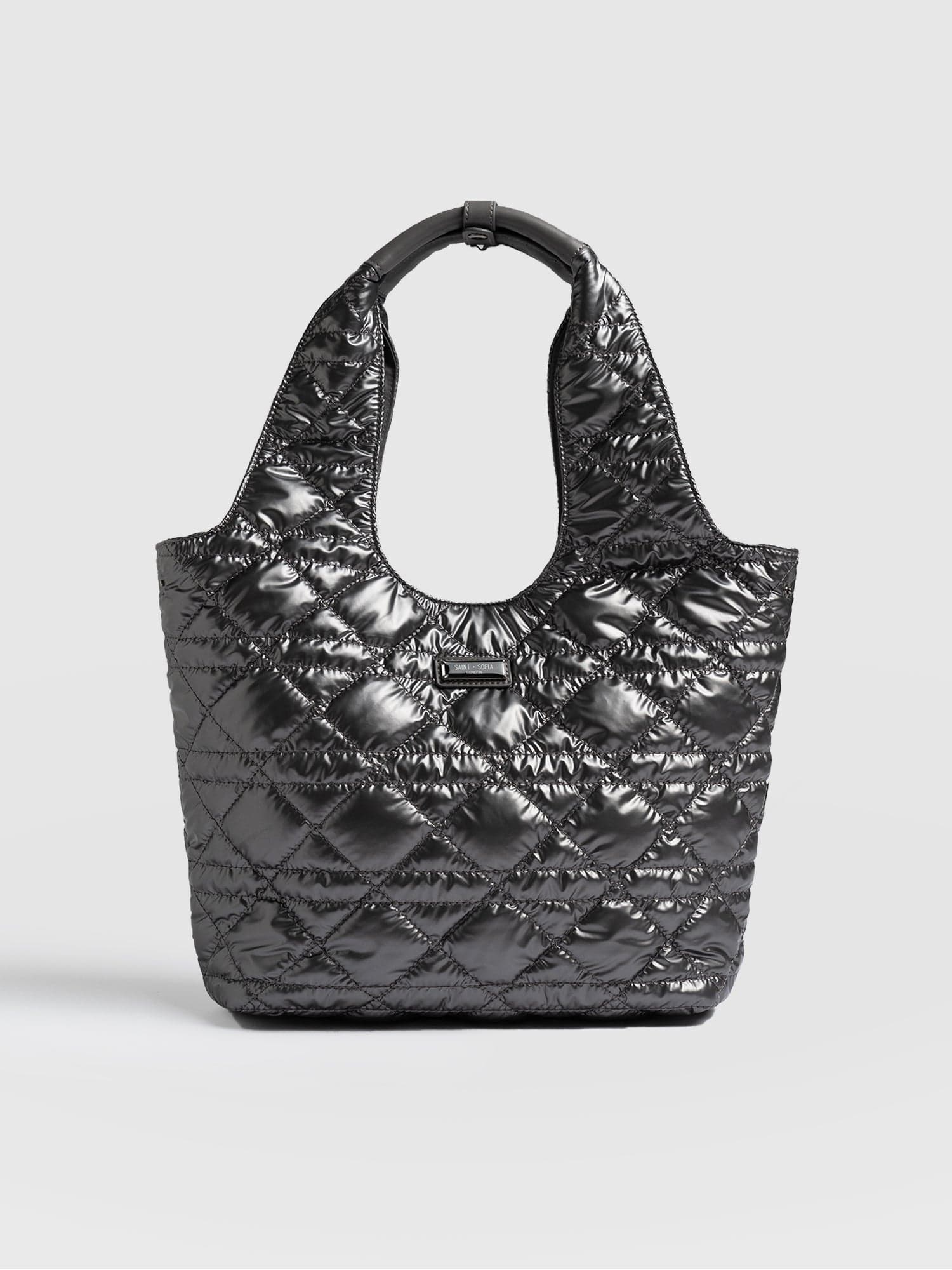 Quilted Stella Shoulder Tote Bag Gunmetal - Women's Bags | Saint + Sofia® US