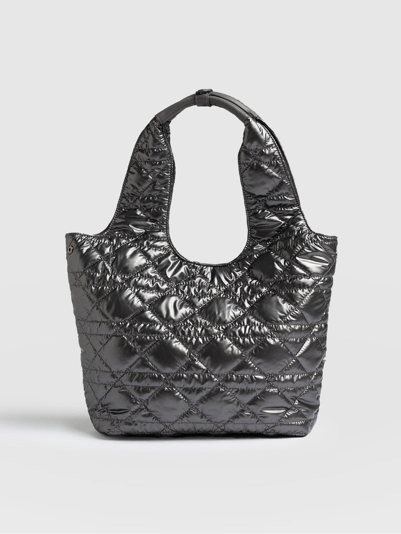 Quilted Stella Shoulder Tote Bag Gunmetal - Women's Bags | Saint + Sofia® US