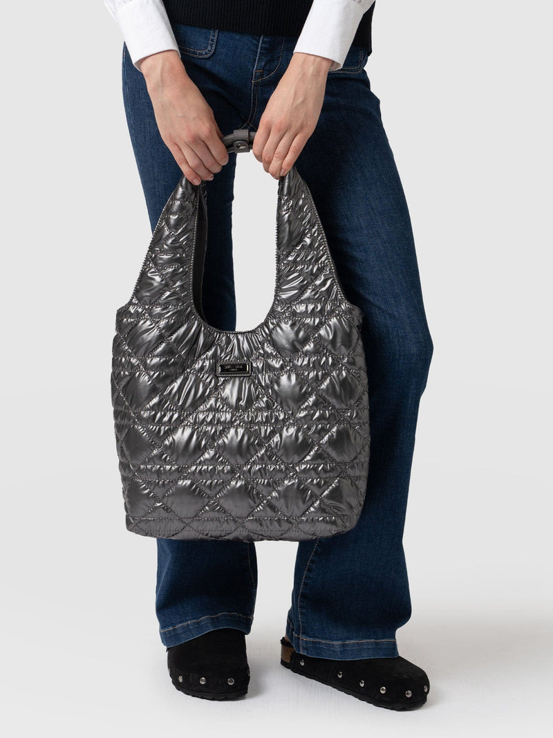 Quilted Stella Shoulder Tote Bag Gunmetal - Women's Bags | Saint + Sofia® US