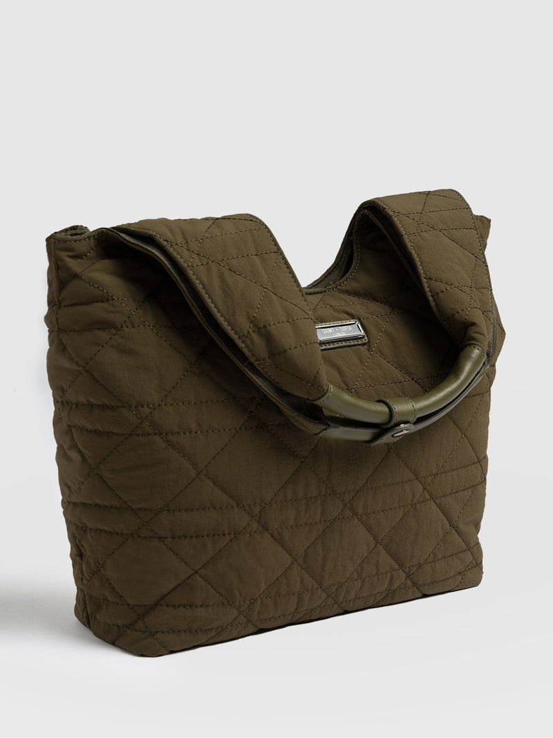 Quilted Stella Shoulder Tote Bag Khaki - Women's Bags | Saint + Sofia® US