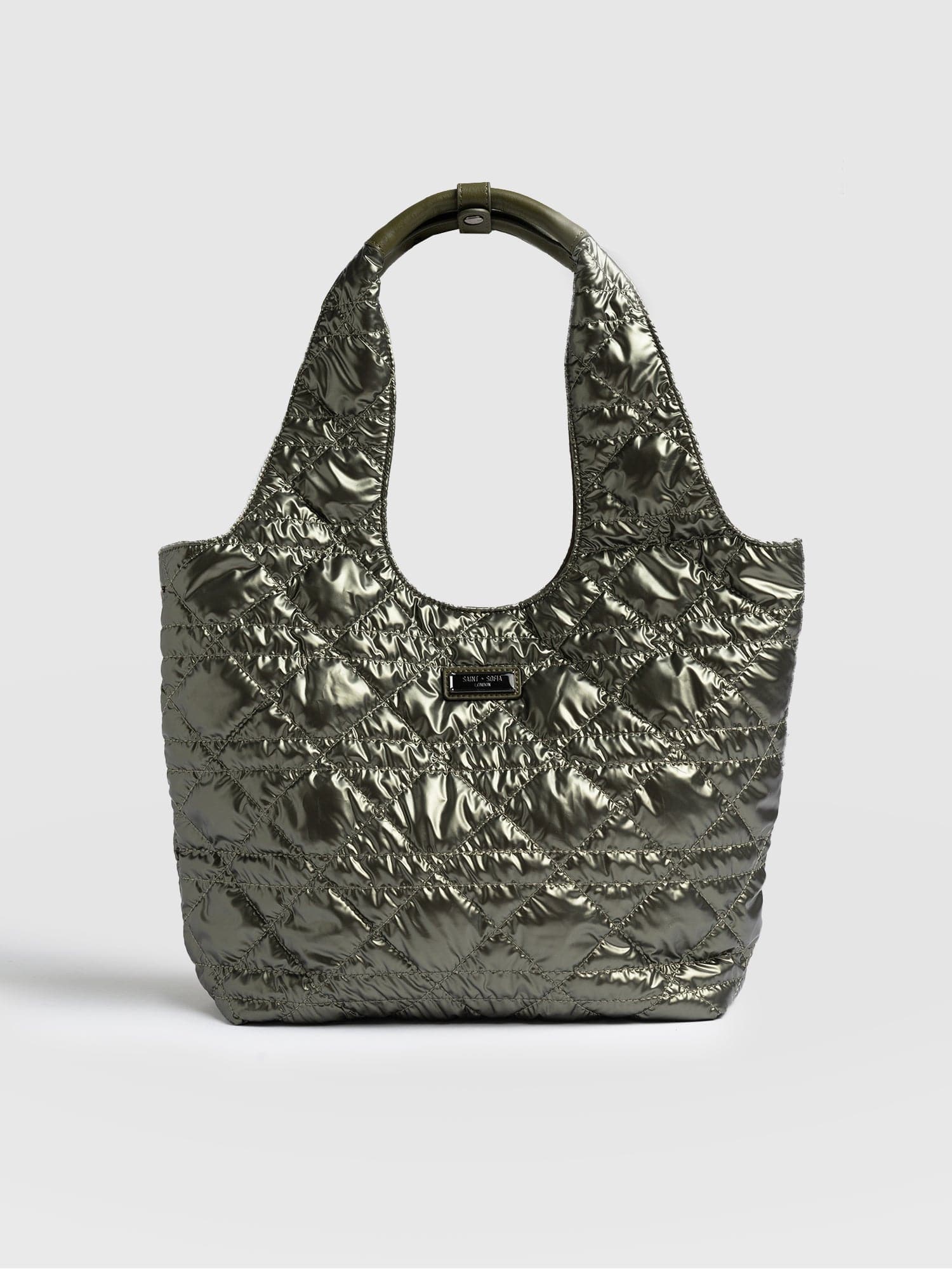 Quilted Stella Shoulder Tote Bag Metallic Khaki - Women's Bags | Saint + Sofia® US