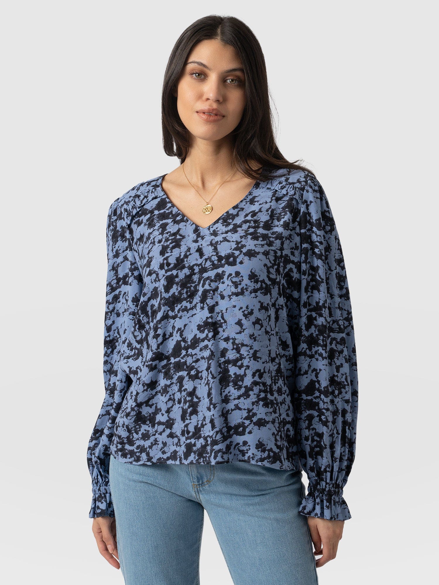 Quinn Blouse Blue Cloud - Women's Blouses | Saint + Sofia® USA