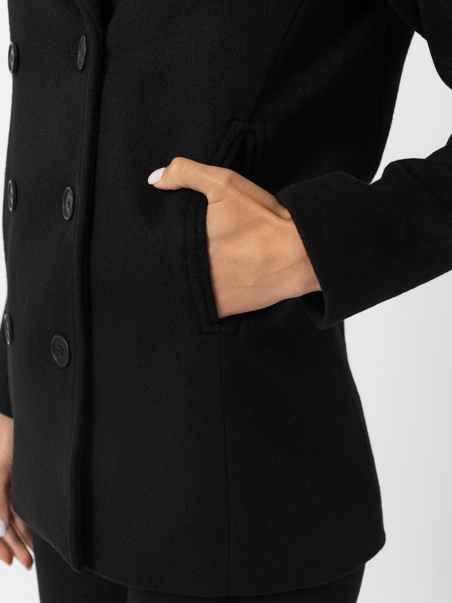 Quinn Pea Coat Black - Women's Coats | Saint and Sofia® USA