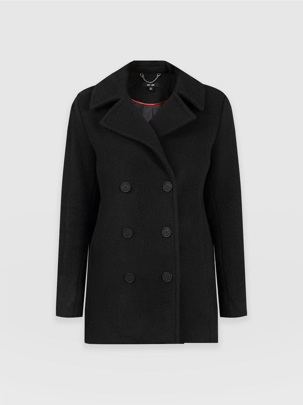 Quinn Pea Coat Black - Women's Coats | Saint + Sofia® UK