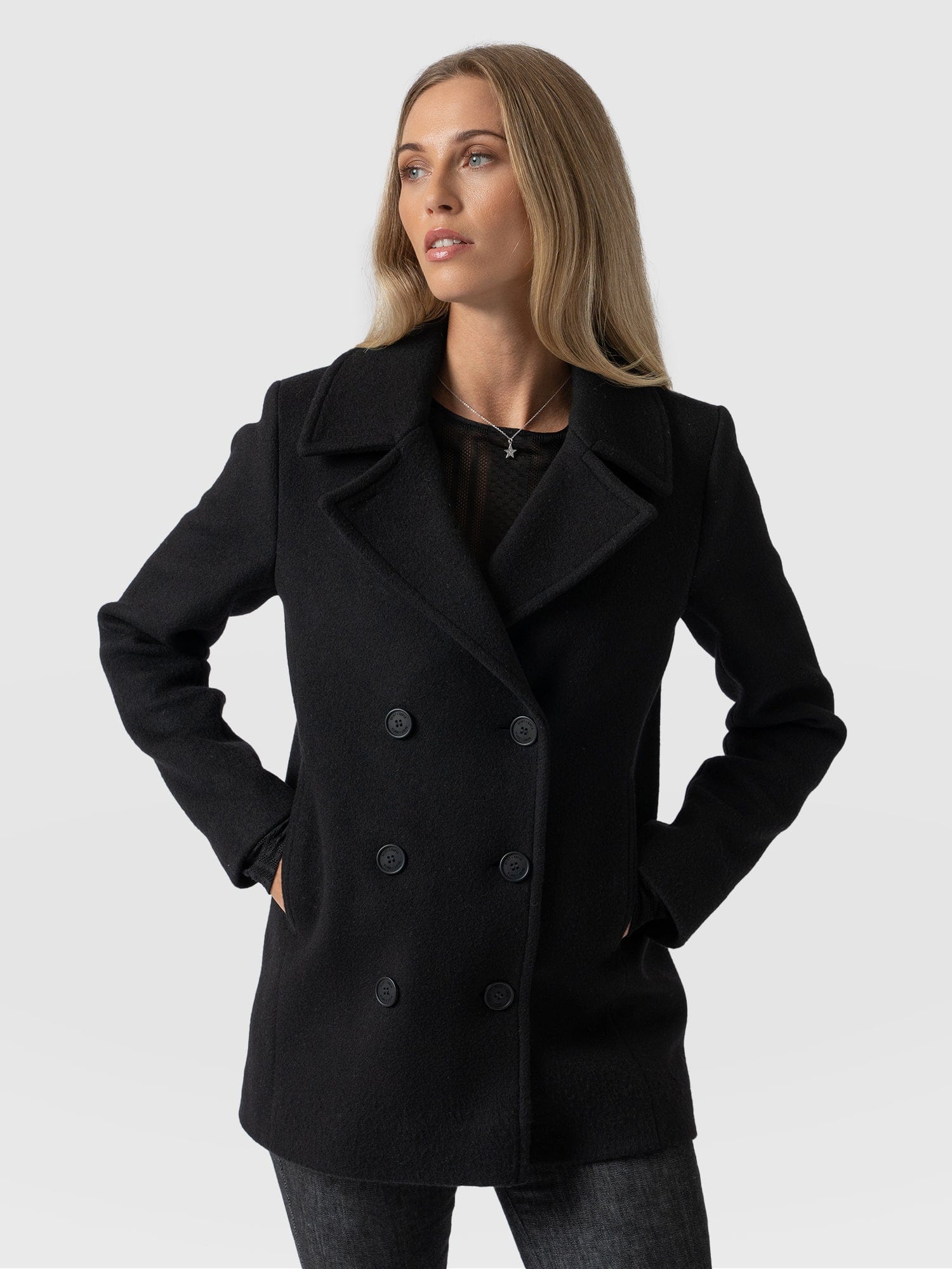 Quinn Pea Coat Black - Women's Coats | Saint + Sofia® USA