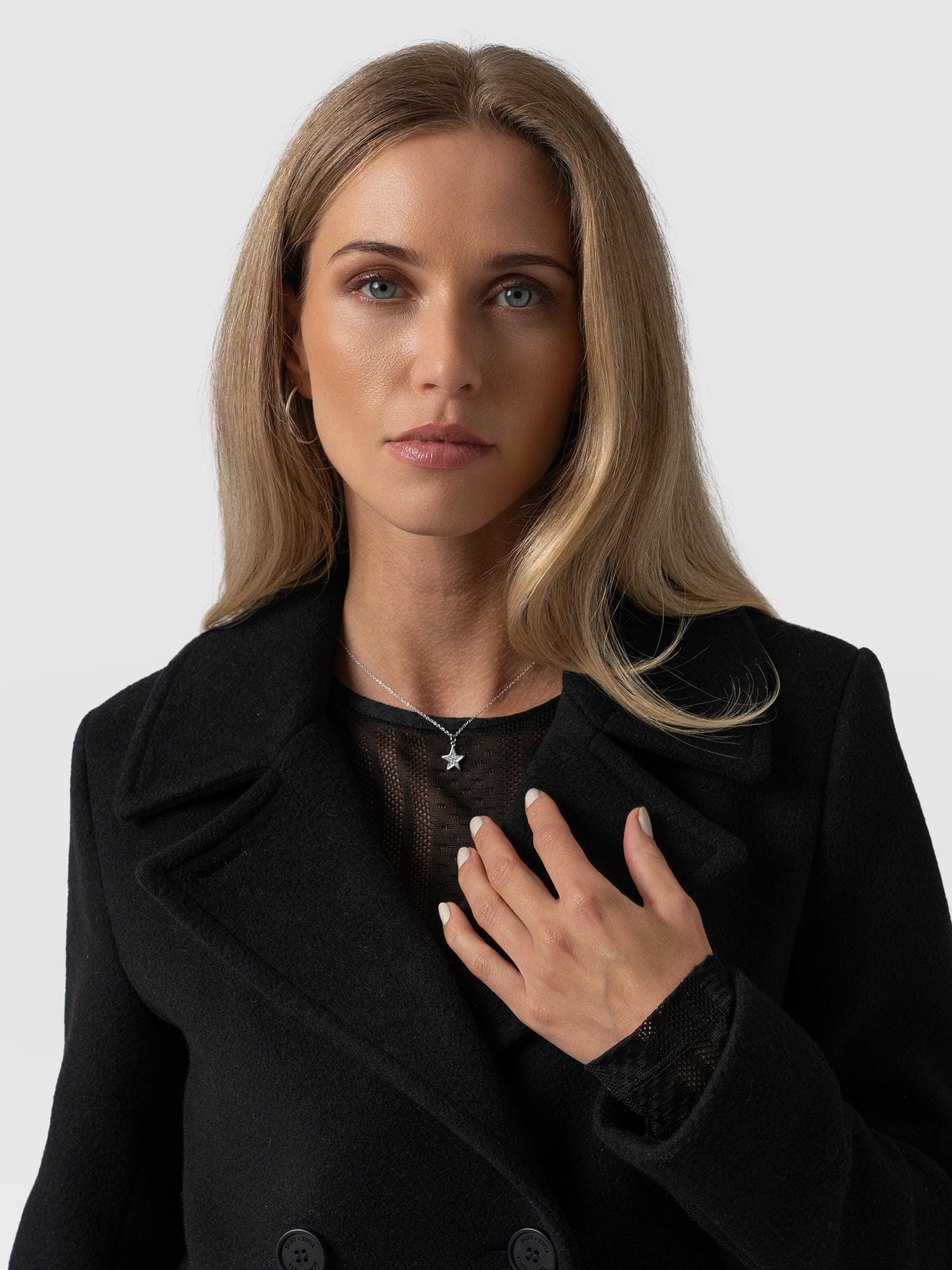 Black fitted 2025 pea coat womens