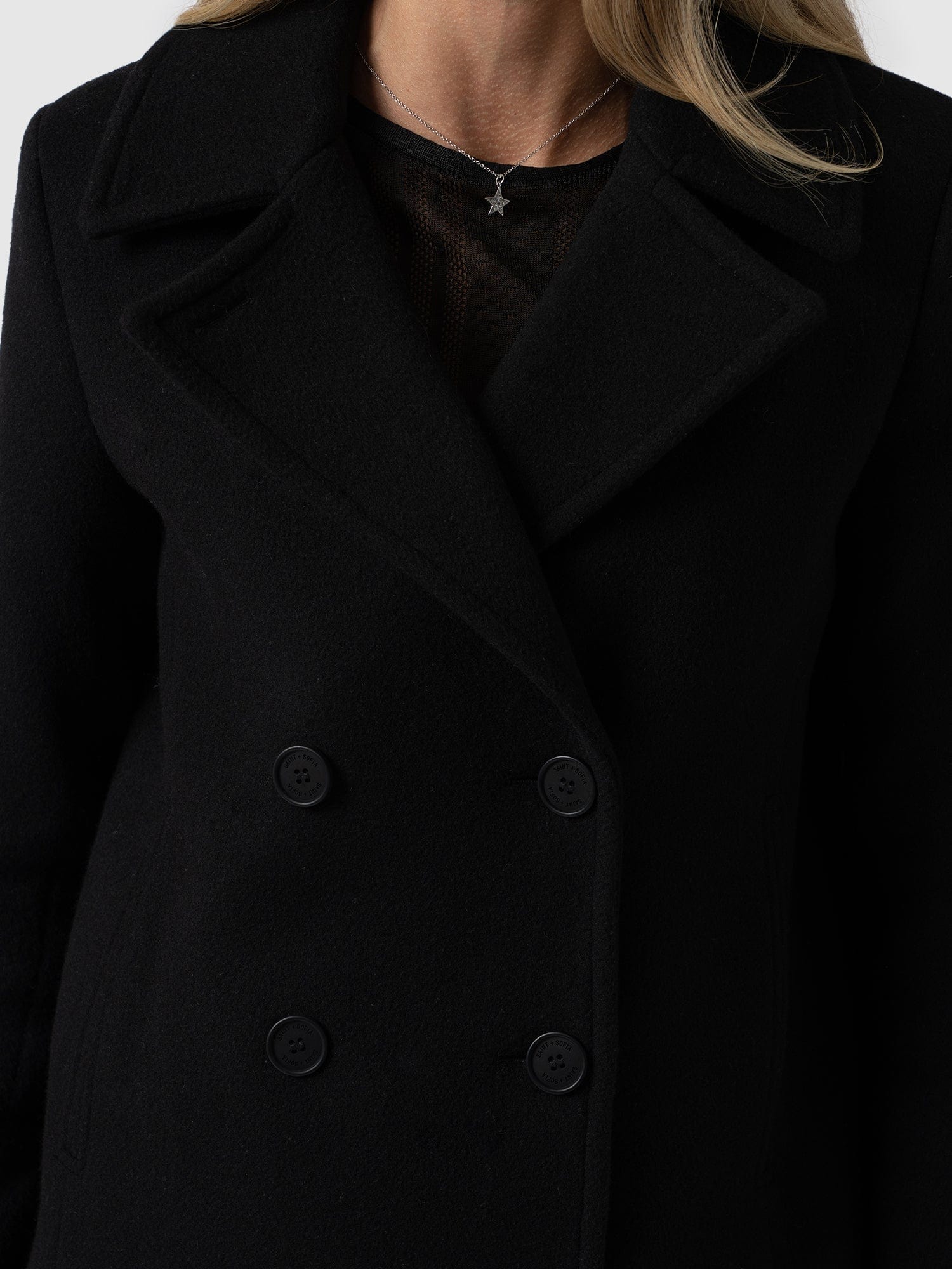 Quinn Pea Coat Black - Women's Coats | Saint + Sofia® USA