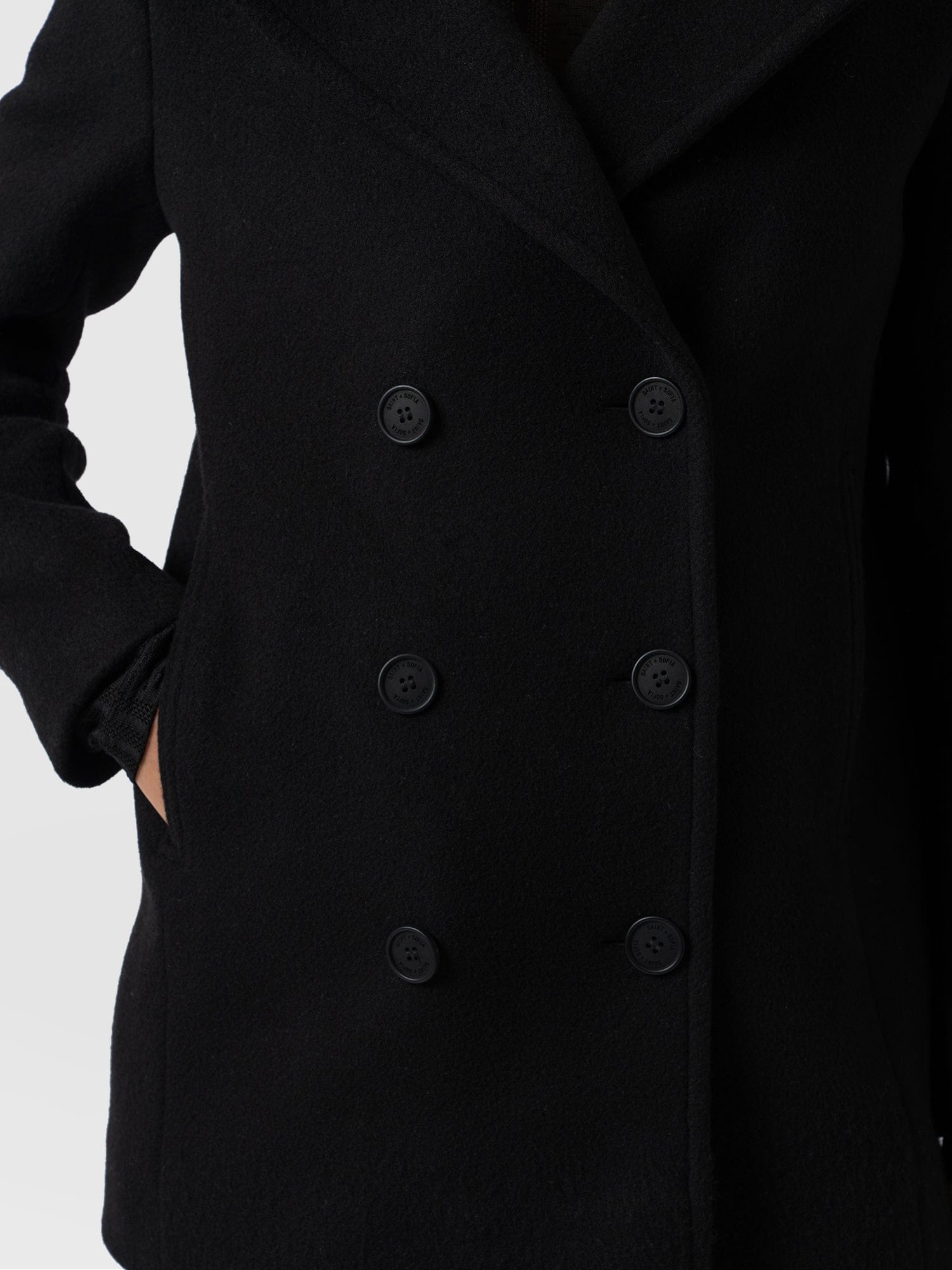 Quinn Pea Coat Black - Women's Coats | Saint + Sofia® USA