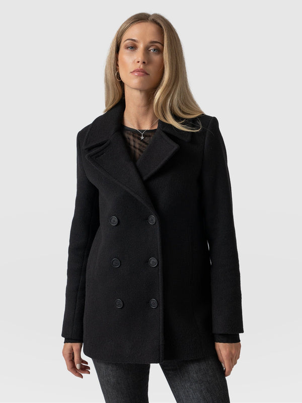 Quinn Pea Coat Black - Women's Coats | Saint + Sofia® USA