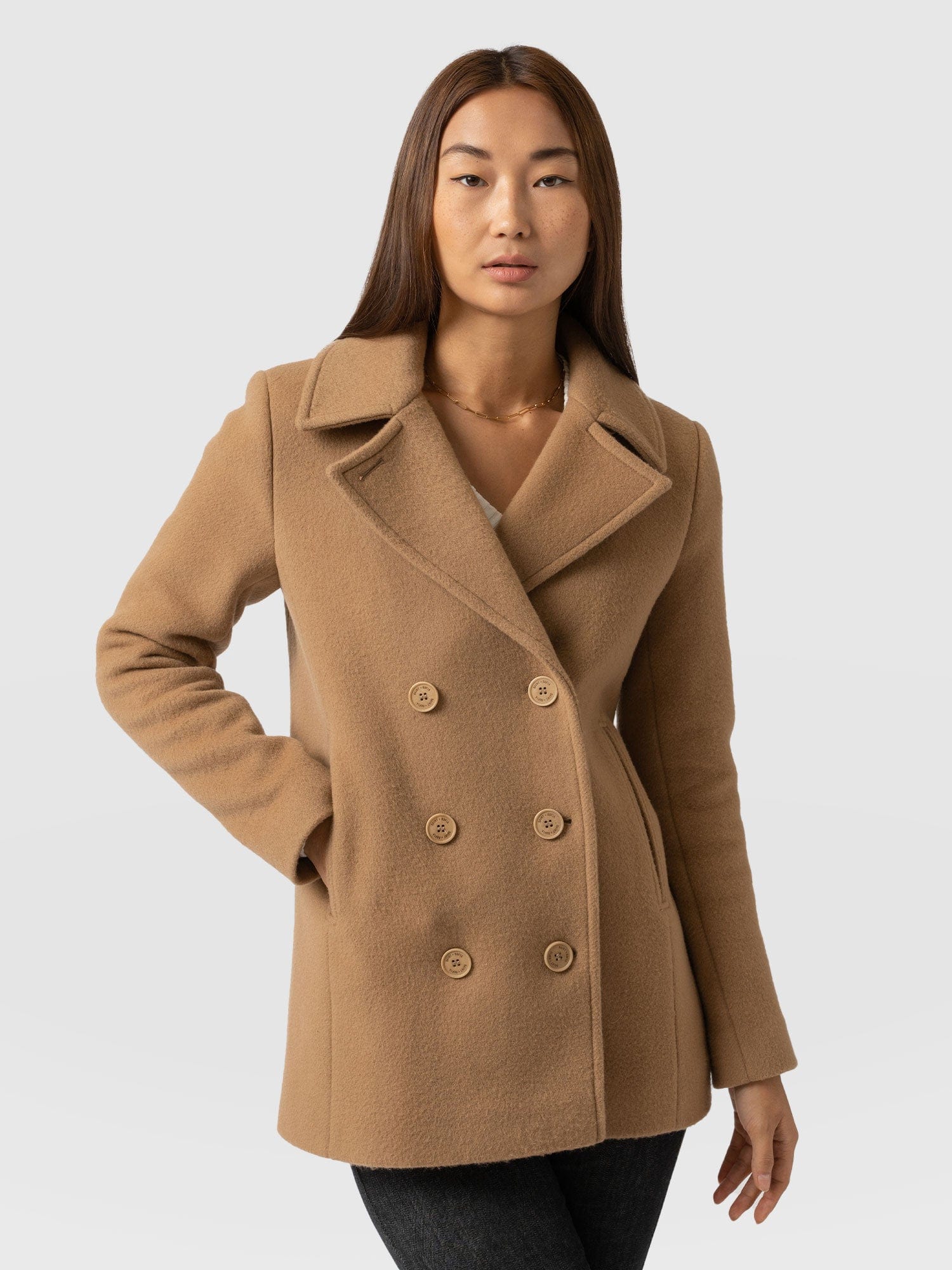 Quinn Pea Coat Camel - Women's Coats | Saint + Sofia® USA