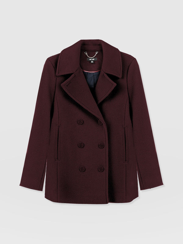 Quinn Pea Coat - Maroon - Women's Outerwears | Saint + Sofia® USA