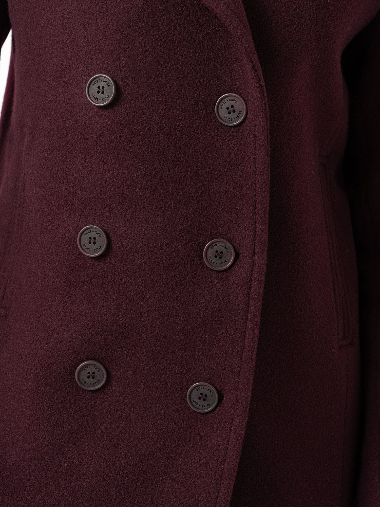 Quinn Pea Coat - Maroon - Women's Outerwears | Saint + Sofia® USA