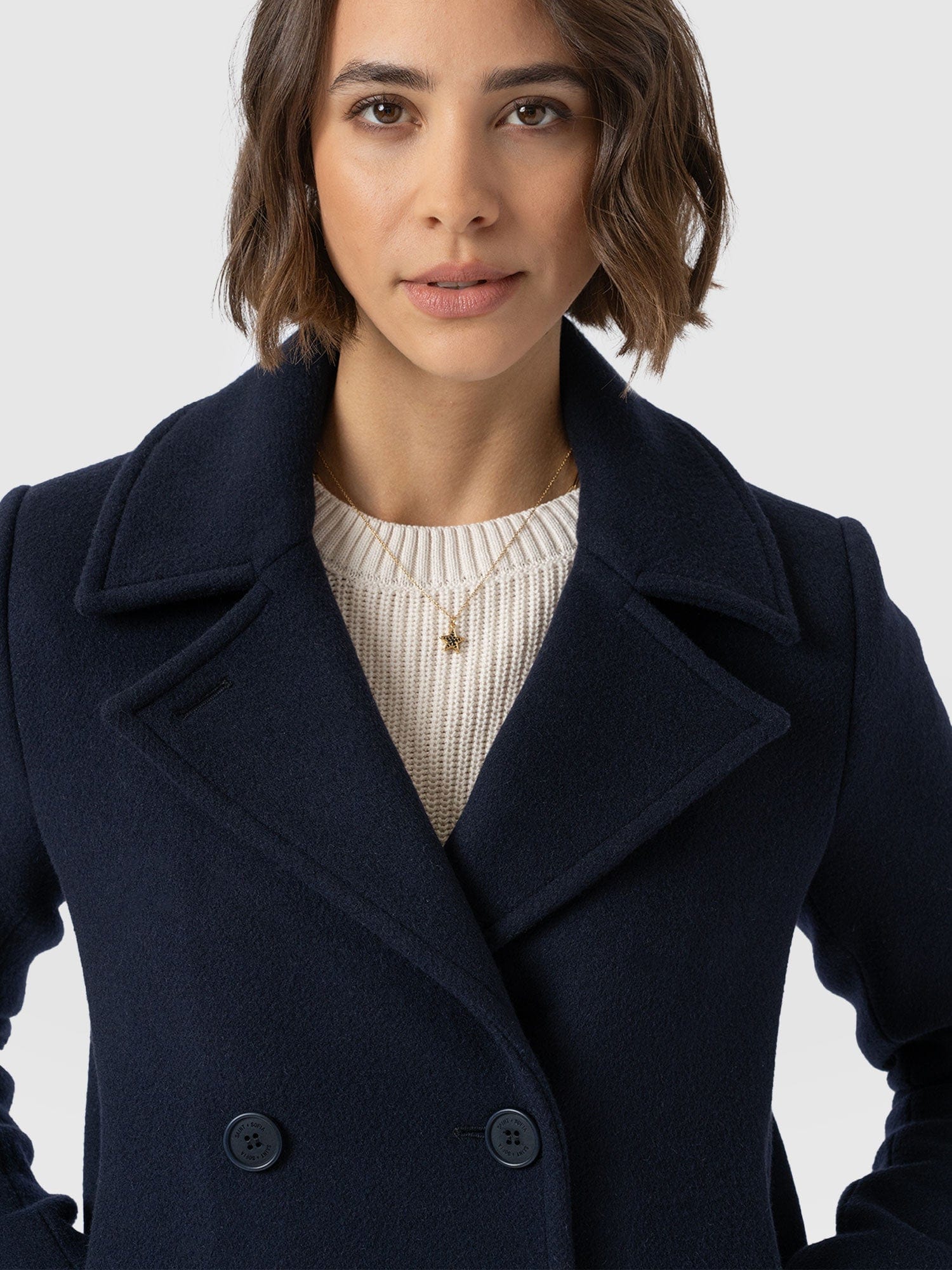 Quinn Pea Coat - Navy - Women's Outerwears | Saint + Sofia® USA