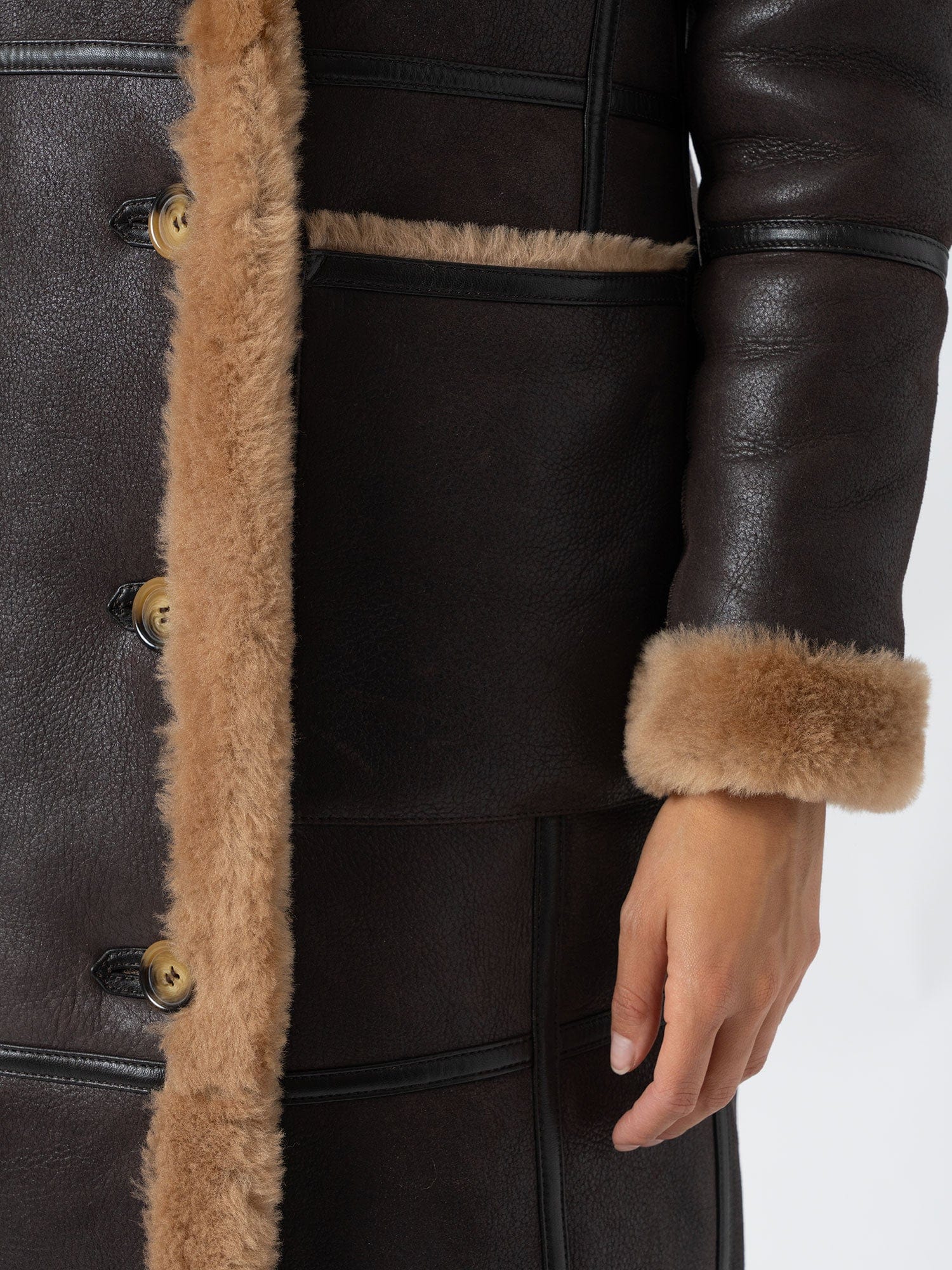 Ramone Shearling Reversible Coat - Brown - Women's Leathers | Saint + Sofia® USA