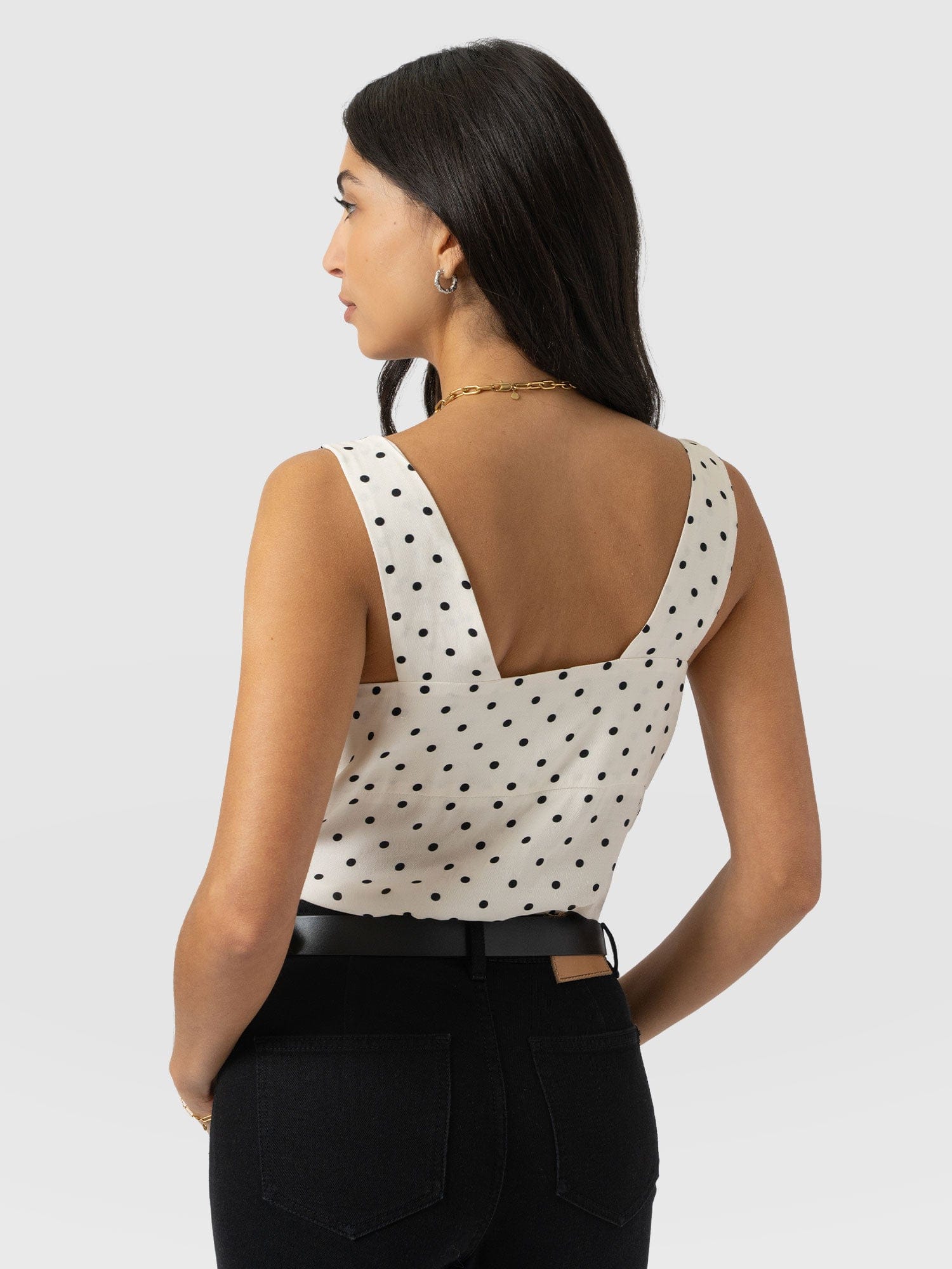 Raye Cowl Cami - Cream Polka Dot - Women's T-shirts | Saint + Sofia® USA
