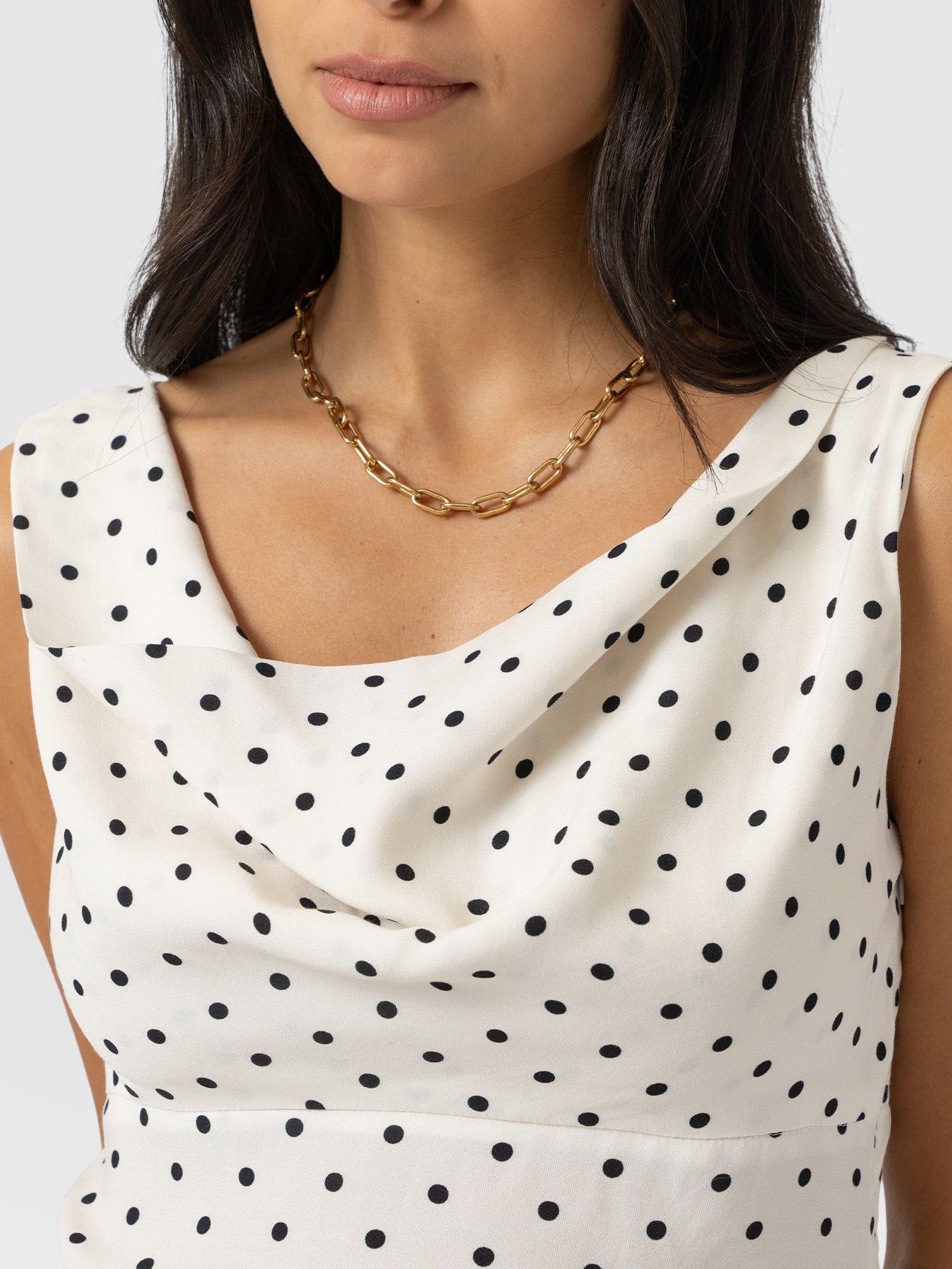 Raye Cowl Cami - Cream Polka Dot - Women's T-shirts | Saint + Sofia® USA