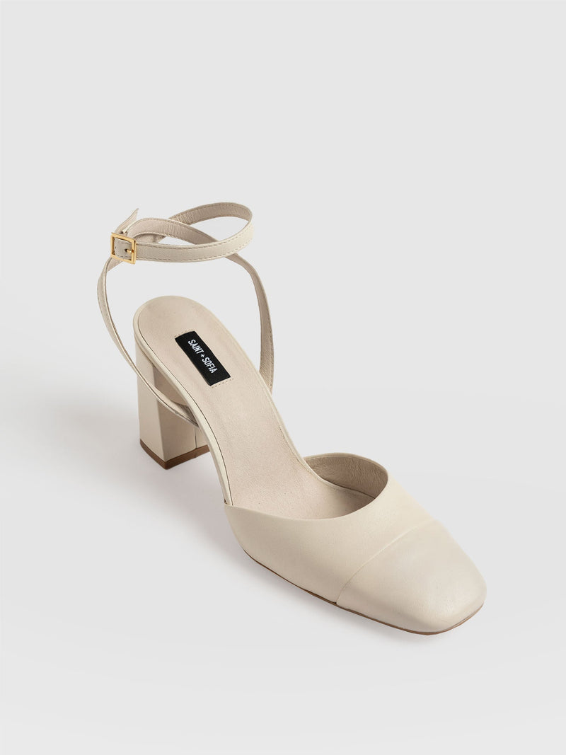Rayner Cap Toe Heel Cream - Women's Heels | Saint + Sofia® UK