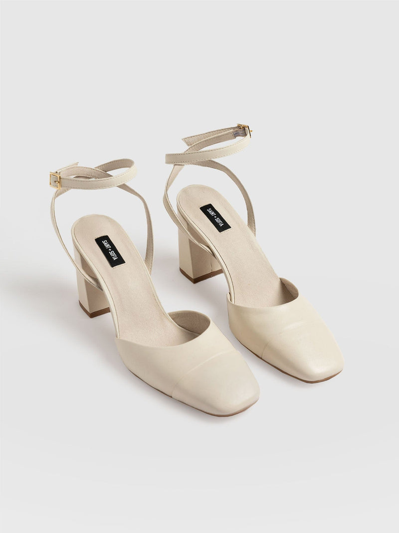 Rayner Cap Toe Heel Cream - Women's Heels | Saint + Sofia® UK