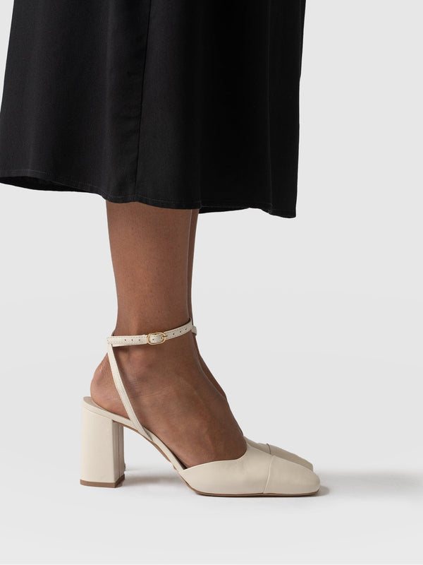 Rayner Cap Toe Heel Cream - Women's Heels | Saint + Sofia® UK