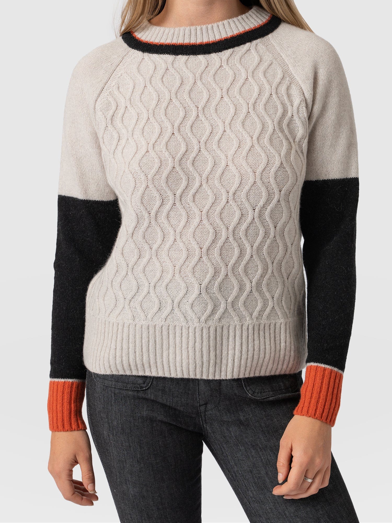 Rayner Cashmere Sweater Black/Beige/Orange - Women's Sweaters | Saint + Sofia® USA