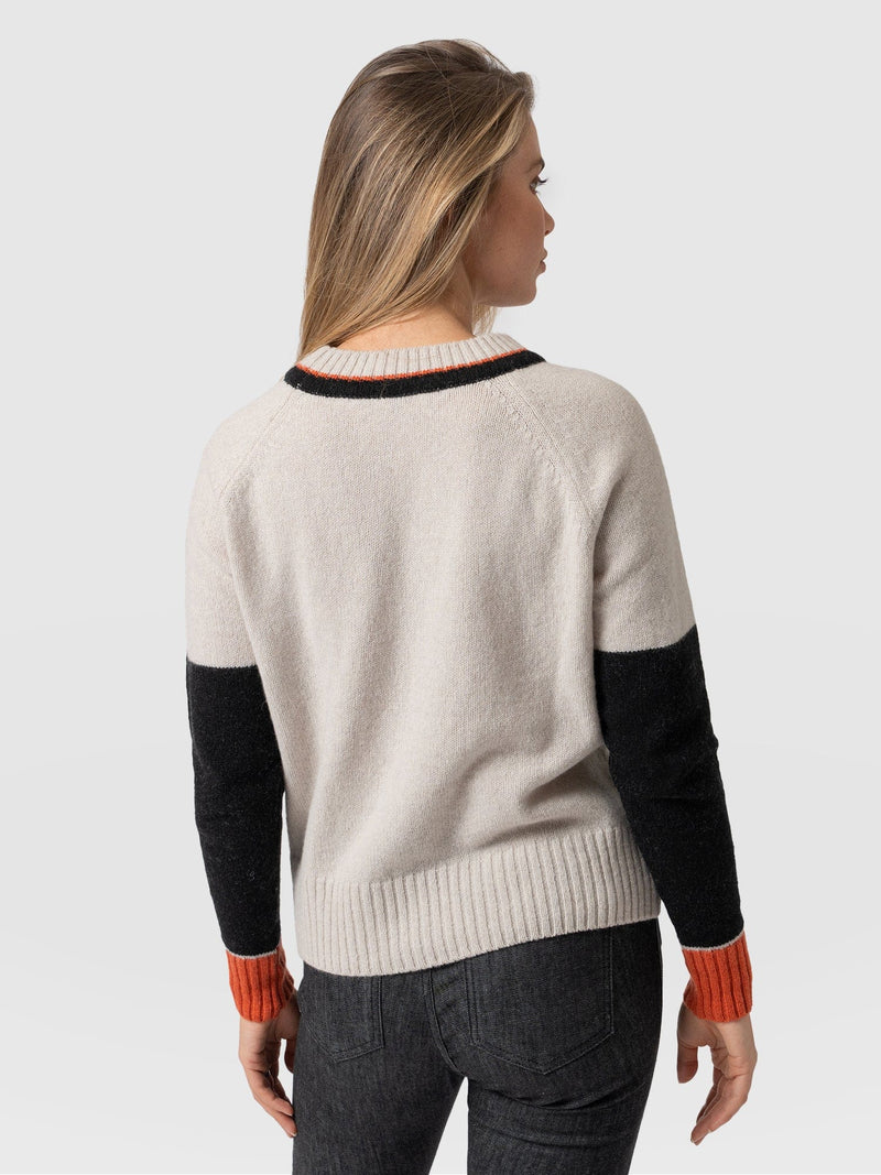 Rayner Cashmere Sweater Black/Beige/Orange - Women's Sweaters | Saint + Sofia® USA