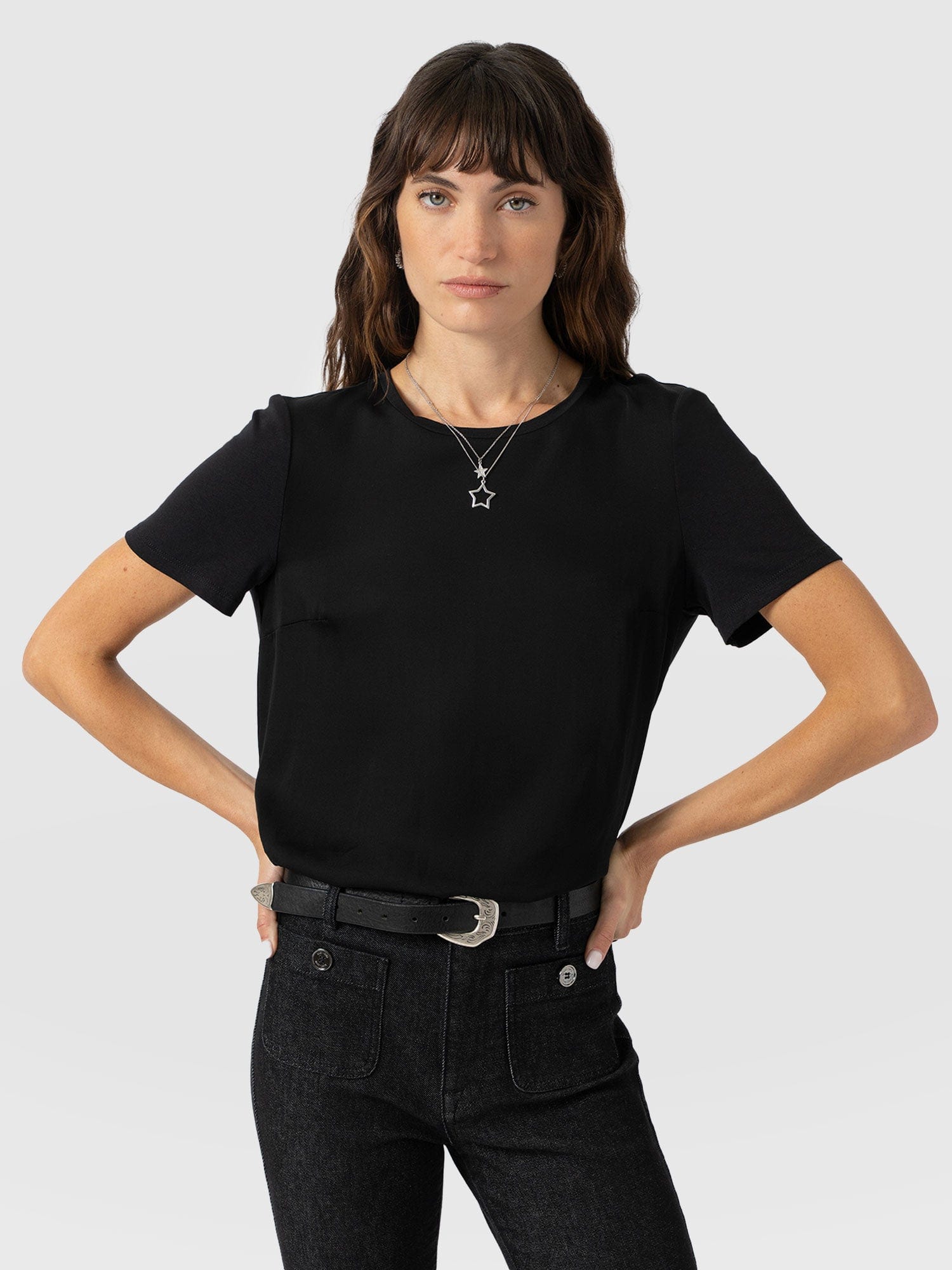 Rayner Contrast Tee Black - Women's T-Shirts | Saint + Sofia® US