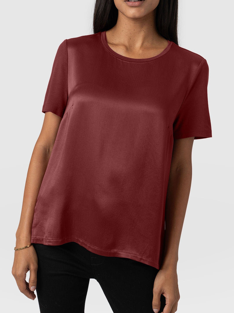 Rayner Contrast Tee Maroon - Women's T-Shirts | Saint + Sofia® US