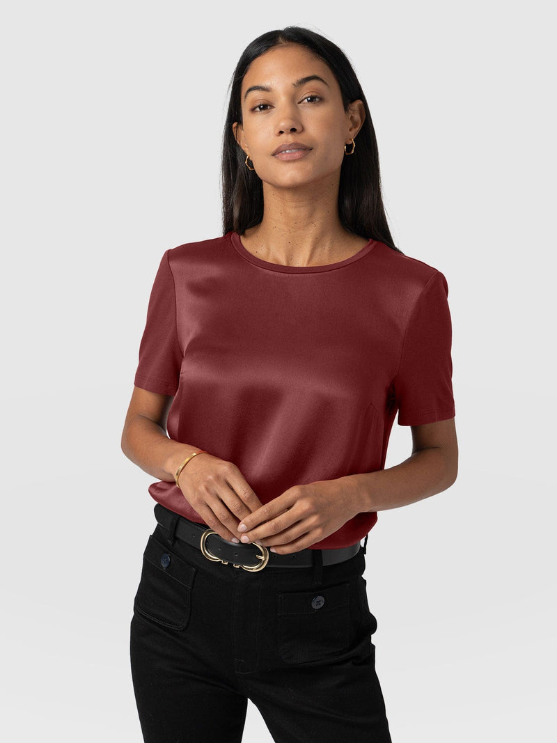 Rayner Contrast Tee Maroon - Women's T-Shirts | Saint + Sofia® US