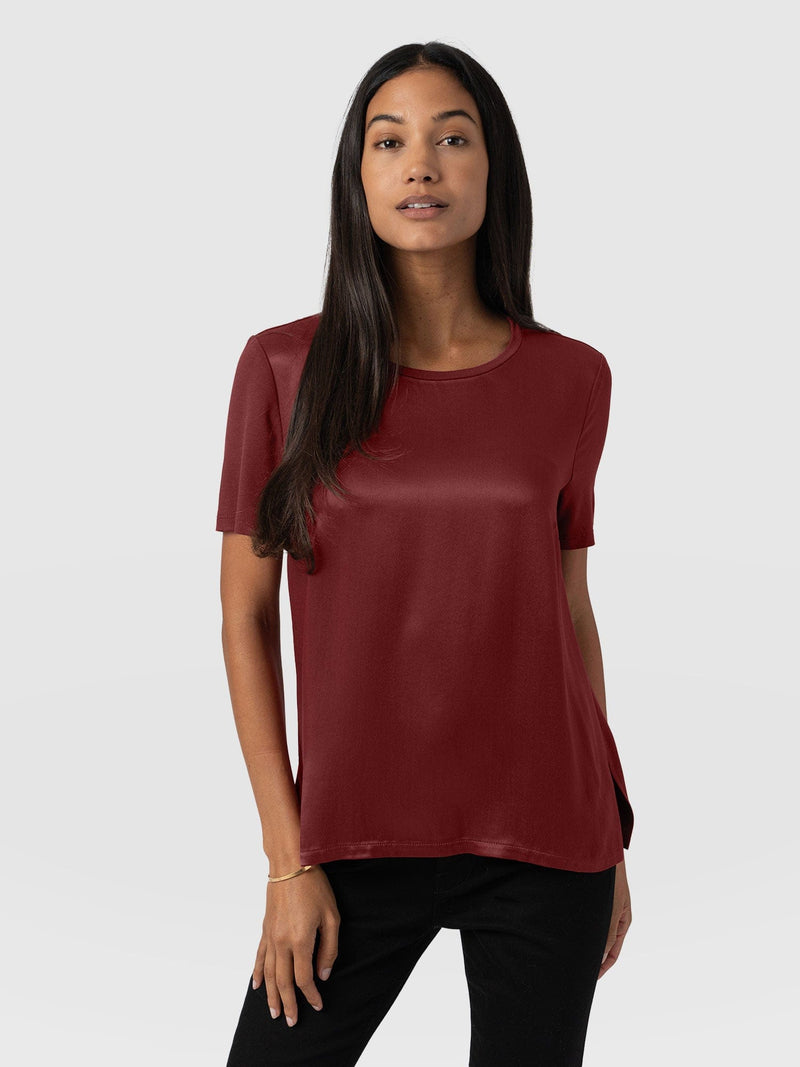 Rayner Contrast Tee Maroon - Women's T-Shirts | Saint + Sofia® US